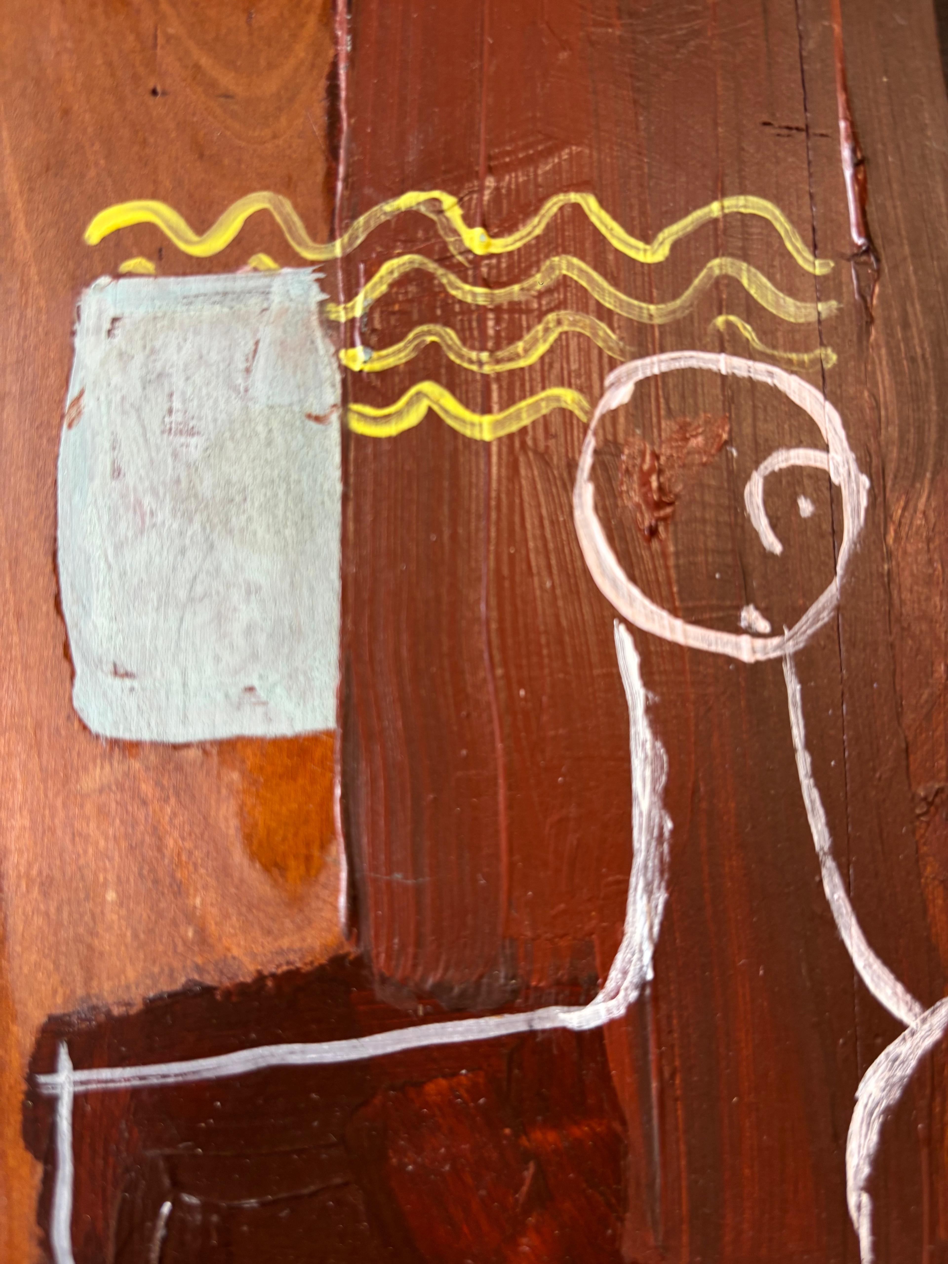Now by Grégoire Mathias – Cubist Acrylic on Wood Depicting a Marathon Runner For Sale 12