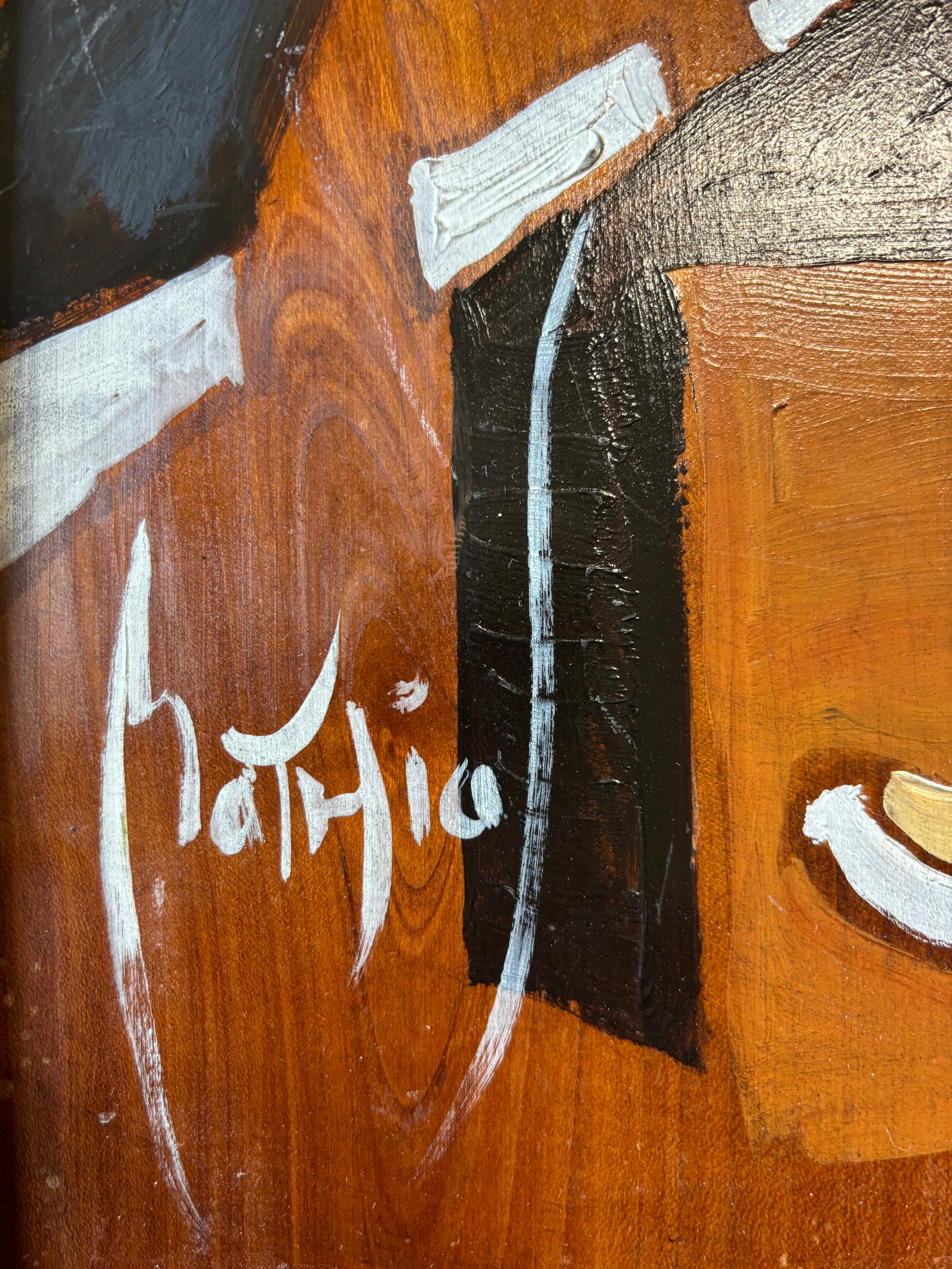 Now by Grégoire Mathias – Cubist Acrylic on Wood Depicting a Marathon Runner For Sale 13