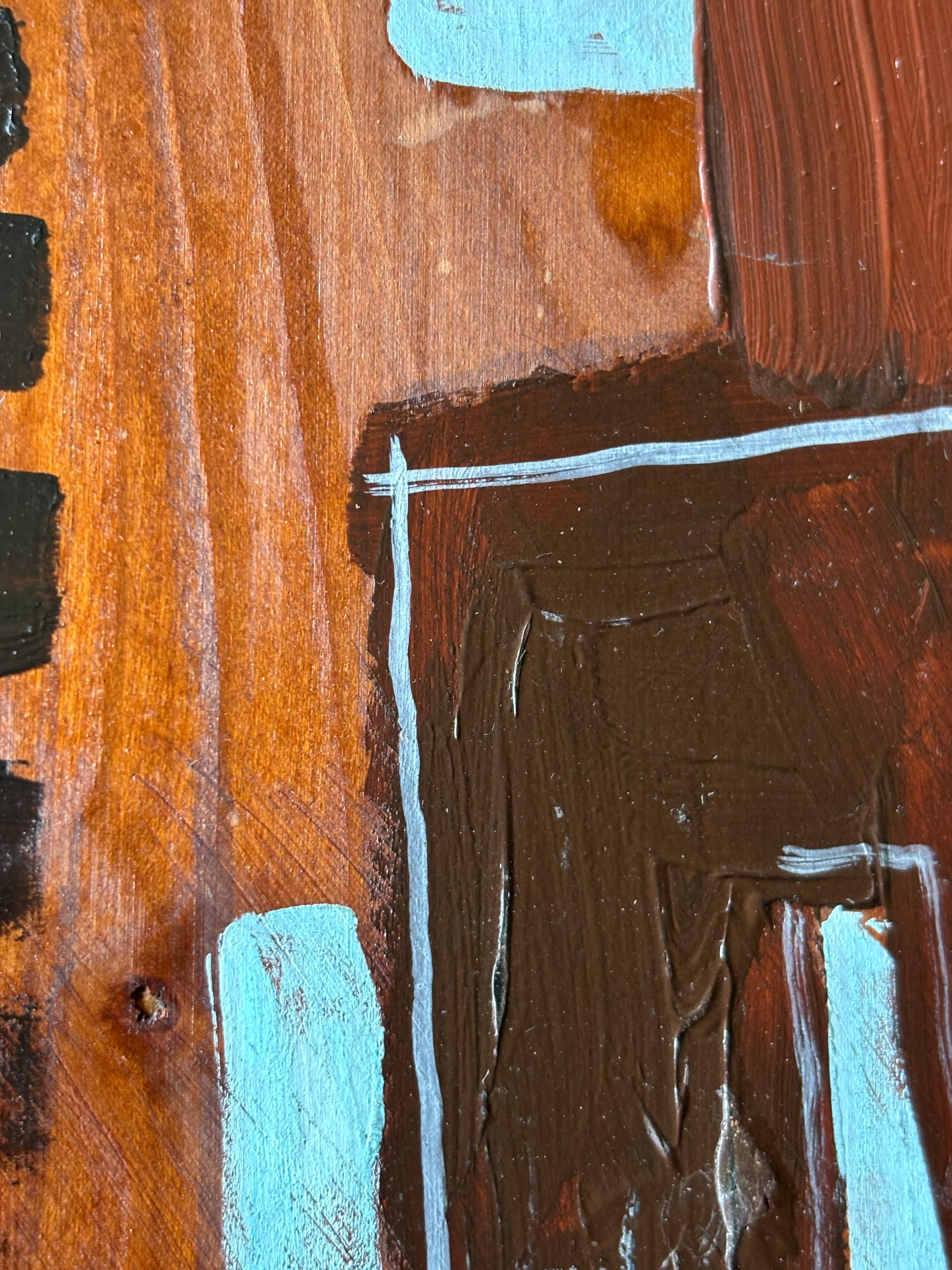 Now by Grégoire Mathias – Cubist Acrylic on Wood Depicting a Marathon Runner For Sale 5