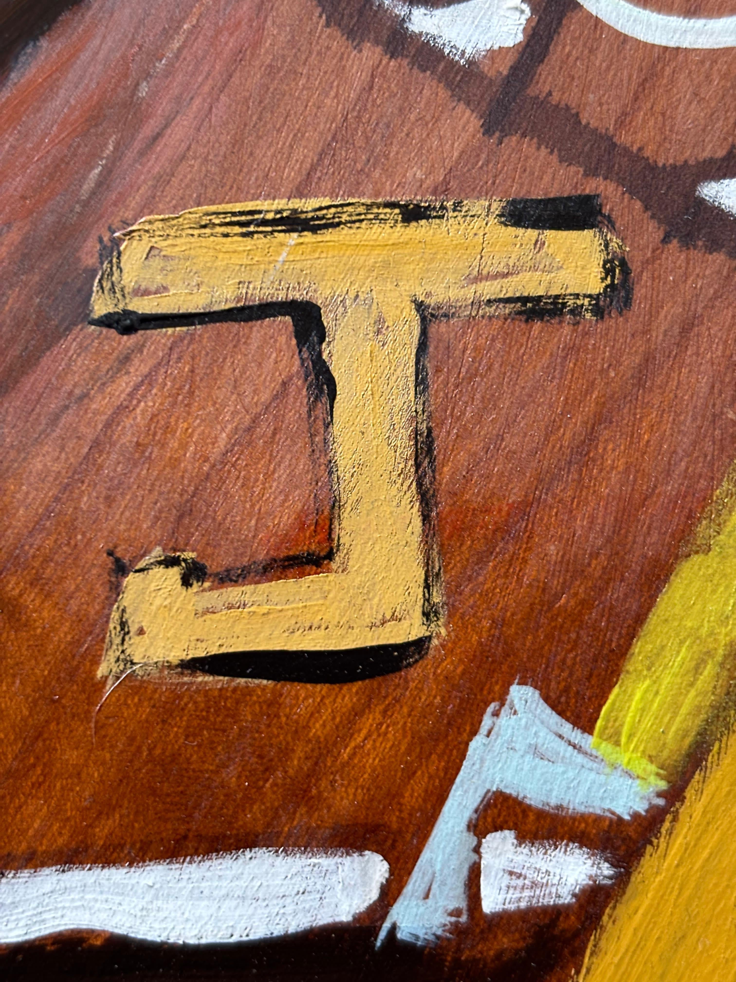 Now by Grégoire Mathias – Cubist Acrylic on Wood Depicting a Marathon Runner For Sale 6