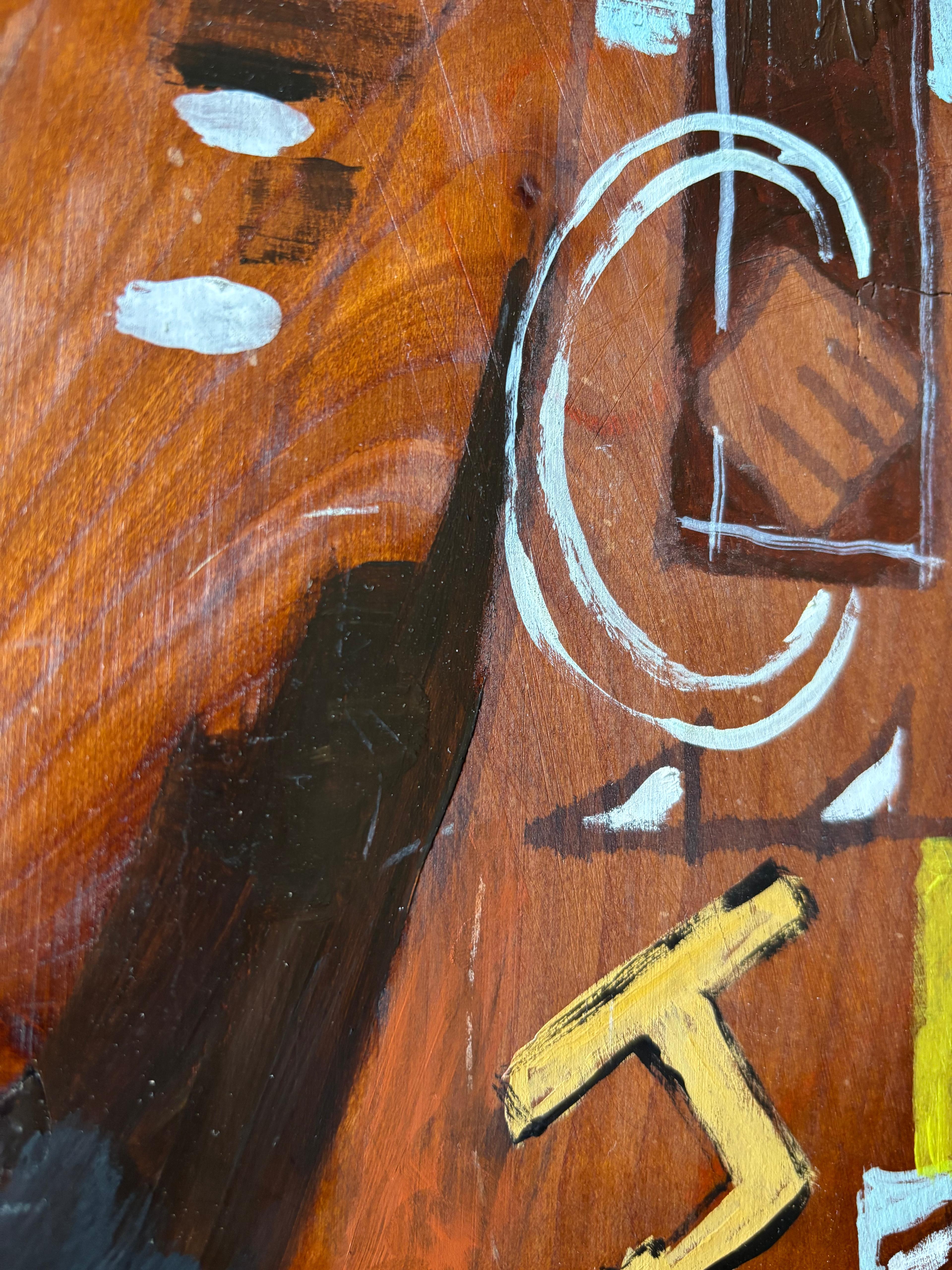 Now by Grégoire Mathias – Cubist Acrylic on Wood Depicting a Marathon Runner For Sale 8