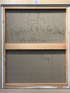 Paysage de la Côte d’Azur – Cubist French Riviera Scene, Oil & Acrylic on canvas