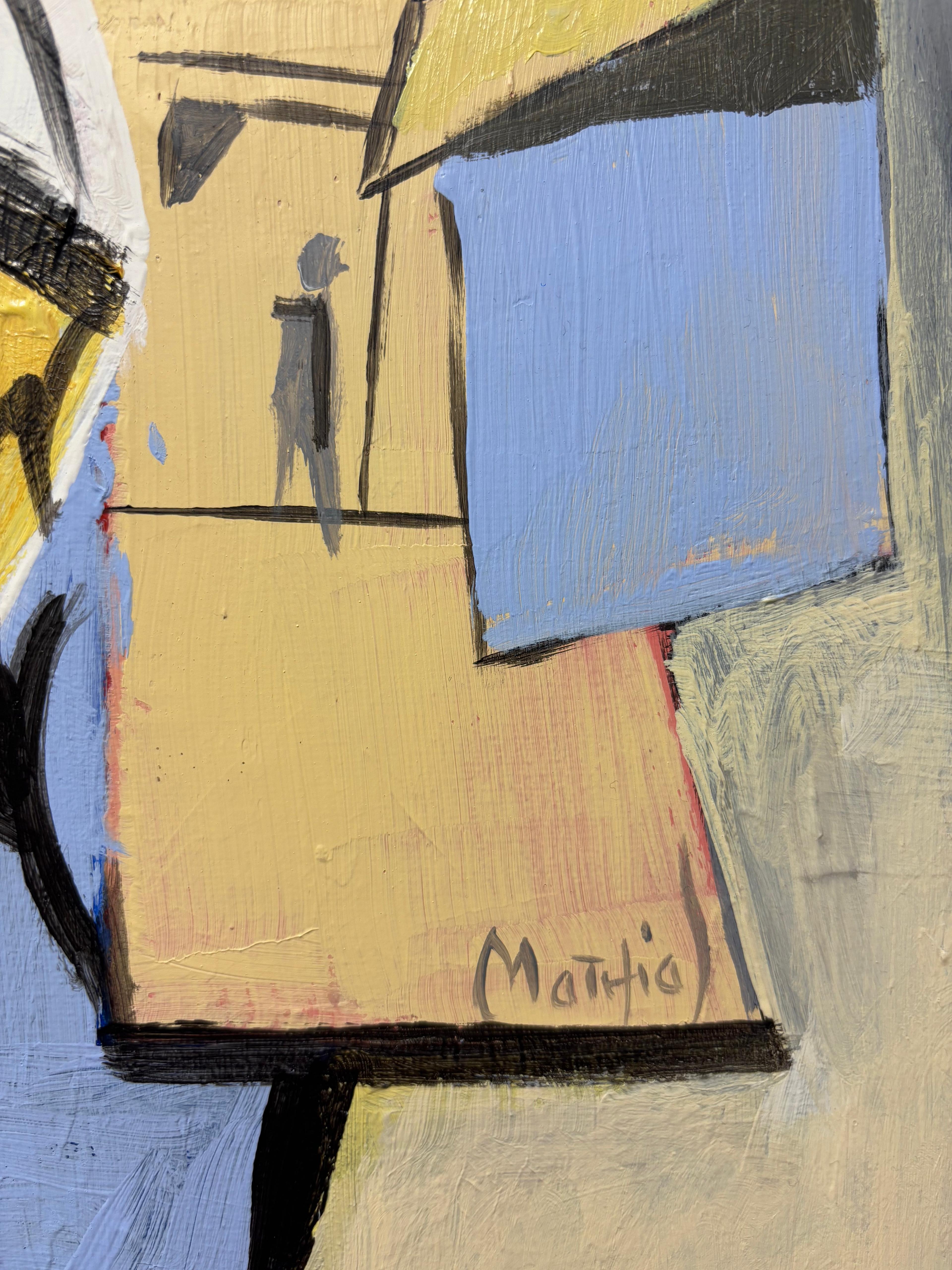 Paysage de la Côte d’Azur – Cubist French Riviera Scene, Oil & Acrylic on canvas (Kubismus), Painting, von Grégoire Mathias