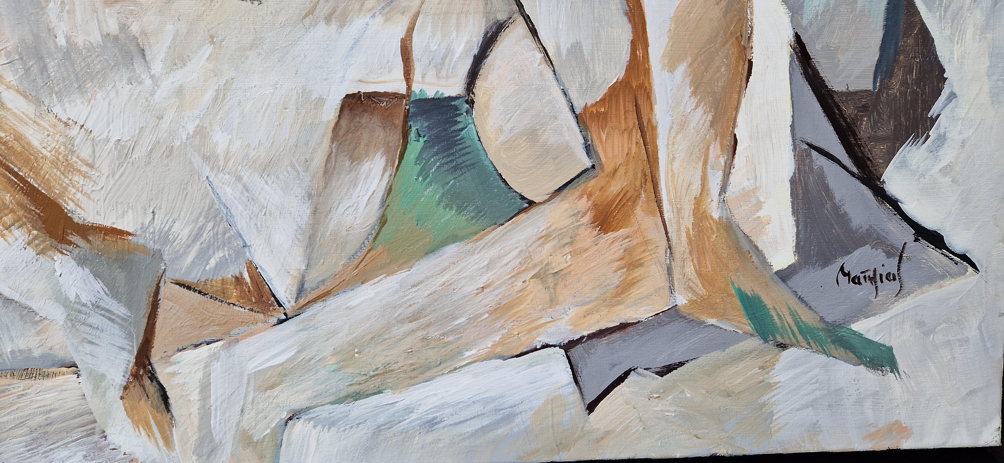 Polymnie, Muse de la Poésie – Large cubist acrylic on canvas by Grégoire Mathias For Sale 7