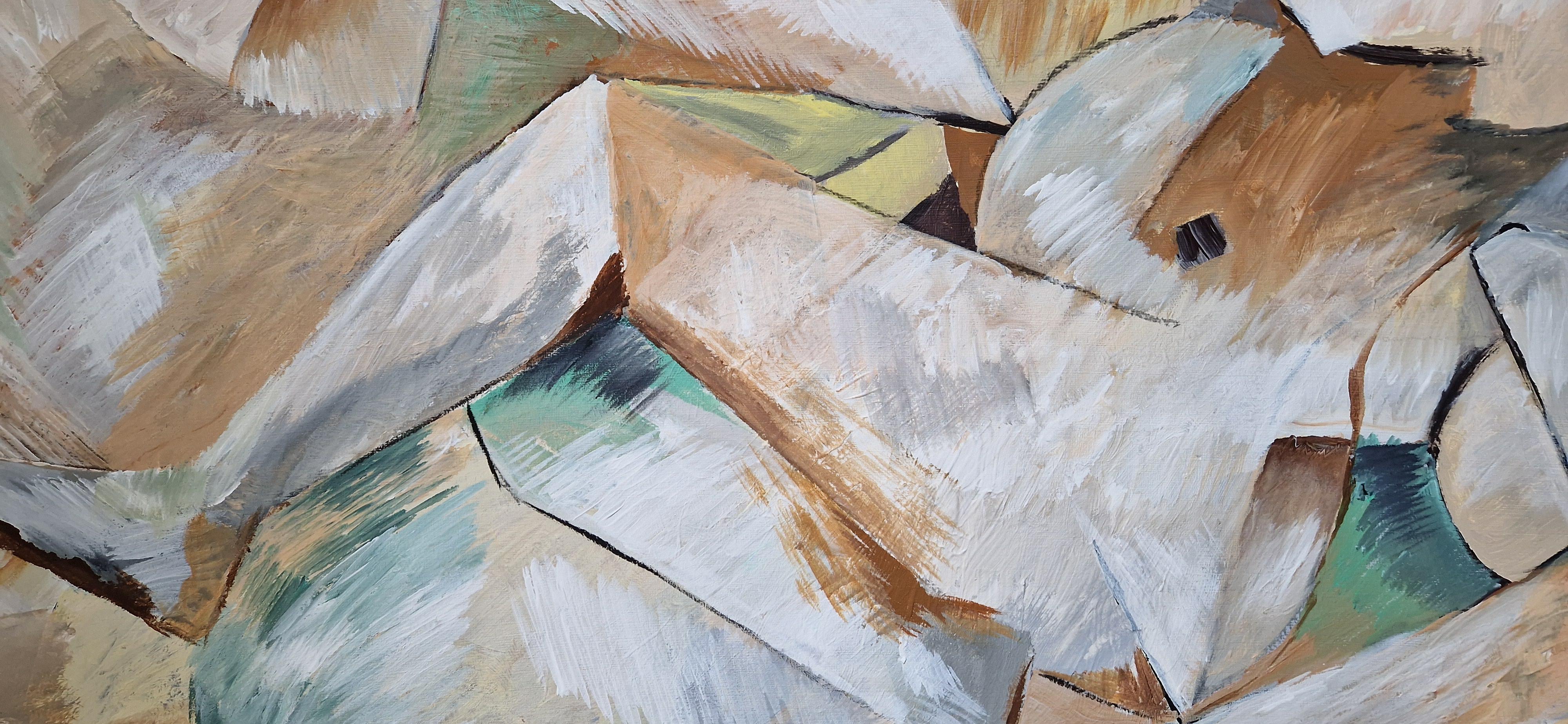 Polymnie, Muse de la Poésie – Large cubist acrylic on canvas by Grégoire Mathias For Sale 13