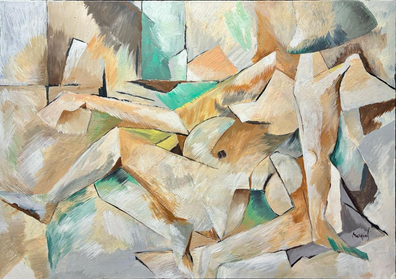Polymnie, Muse de la Poésie – Large cubist acrylic on canvas by Grégoire Mathias For Sale 1