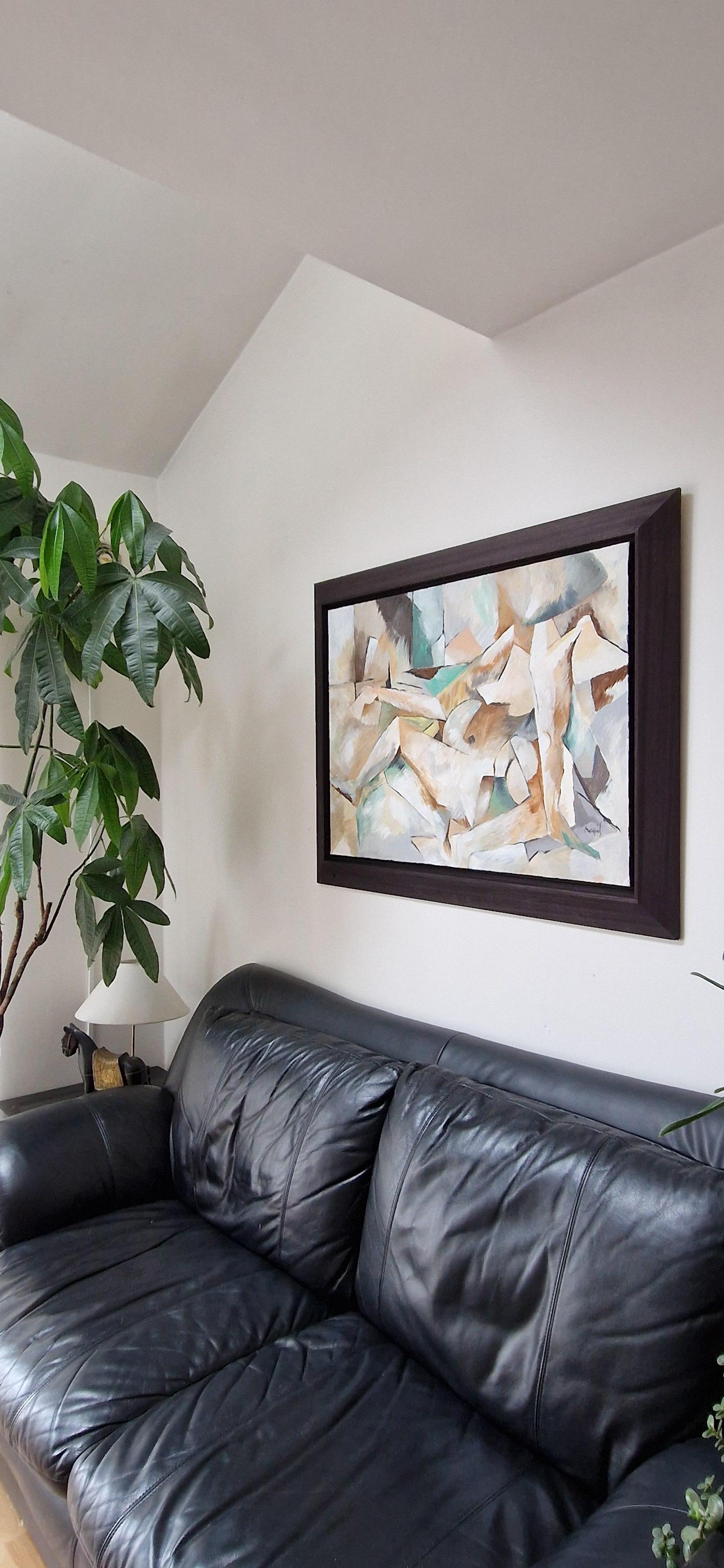 Polymnie, Muse de la Poésie – Large cubist acrylic on canvas by Grégoire Mathias For Sale 5