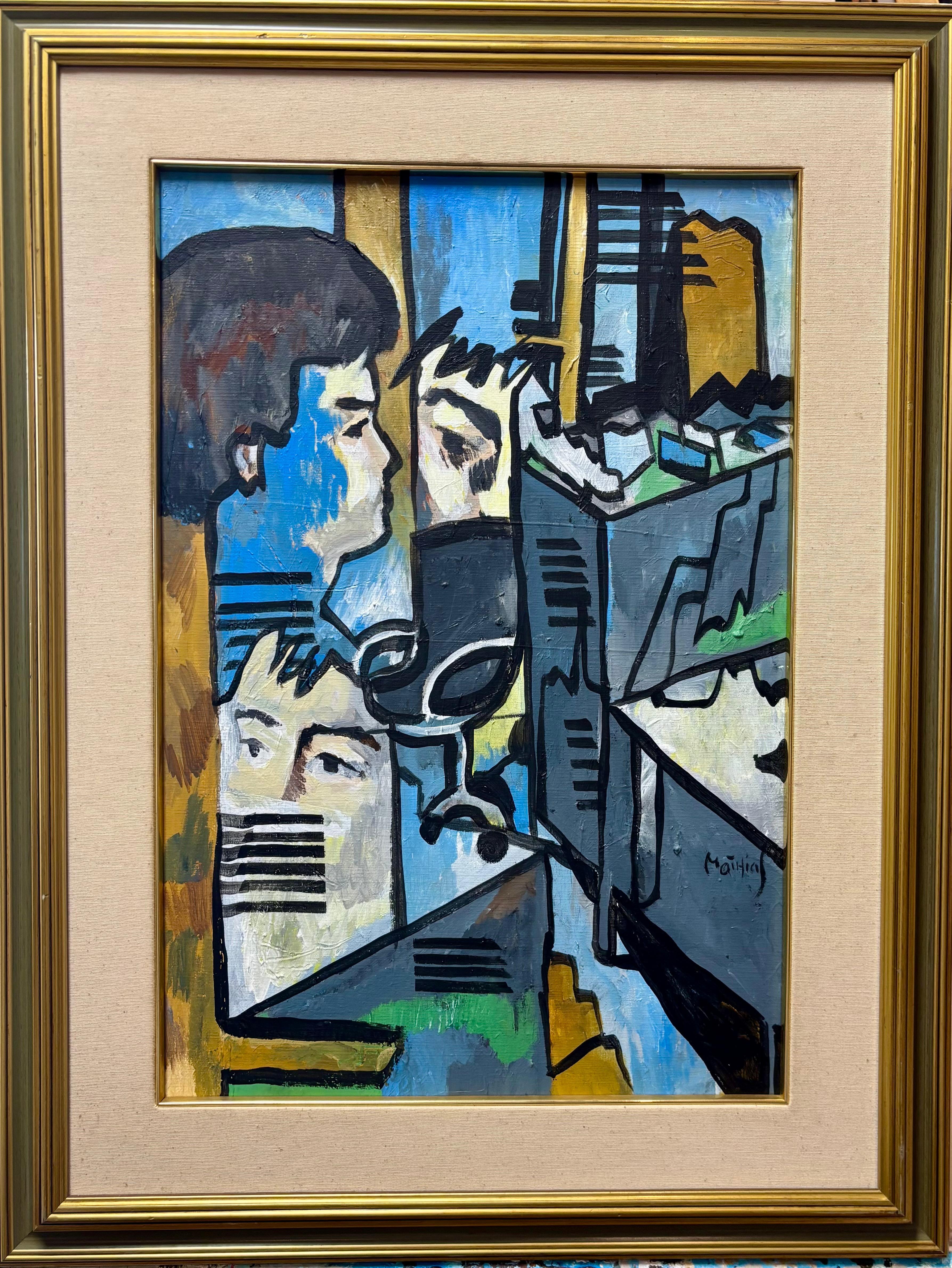 Portrait d’un Jeune Philosophe – Modern Cubist Abstract Figurative Portrait