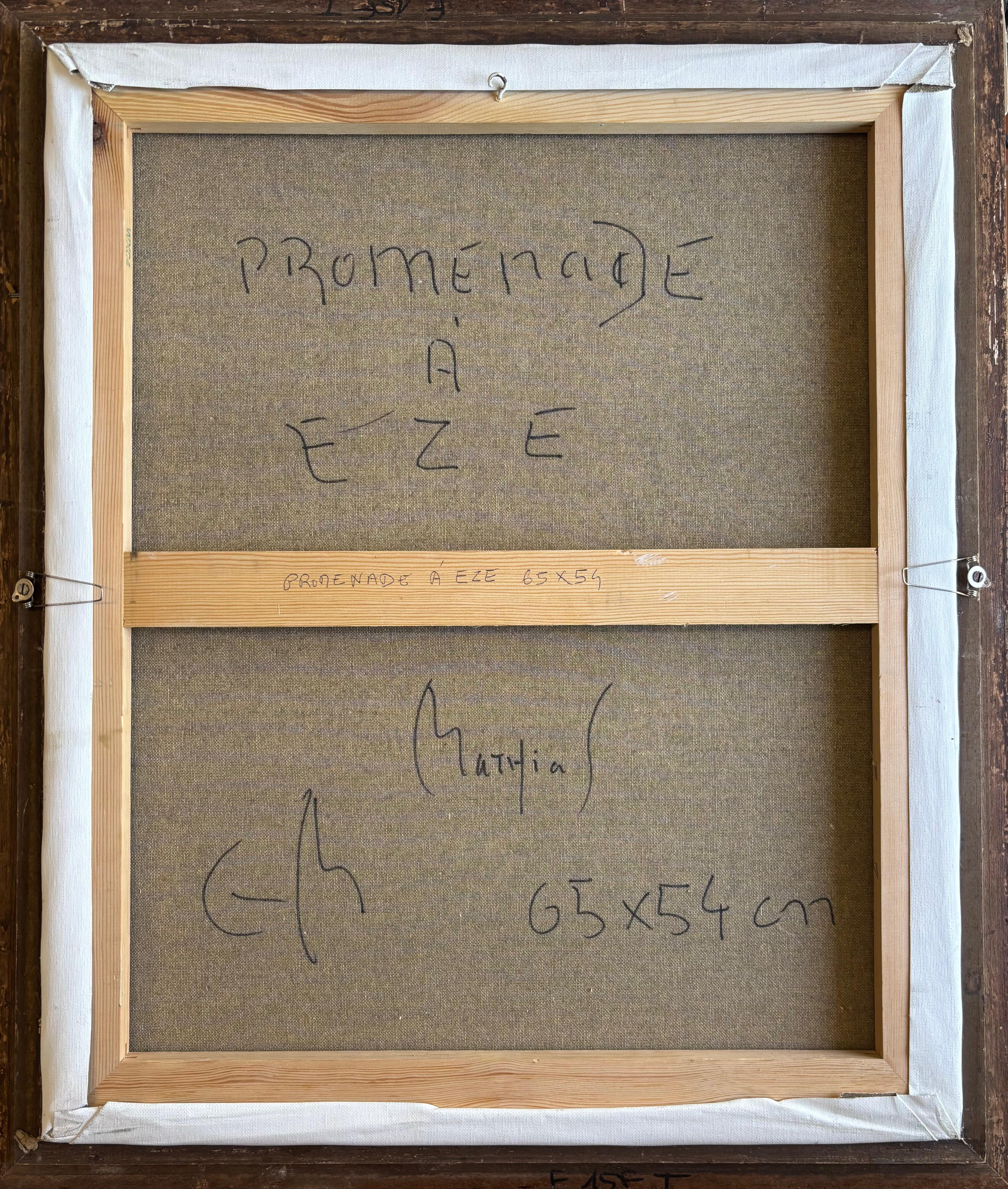 Promenade à Eze von Grégoire Mathias - Diachrone kubistische Komposition am Meer im Angebot 1