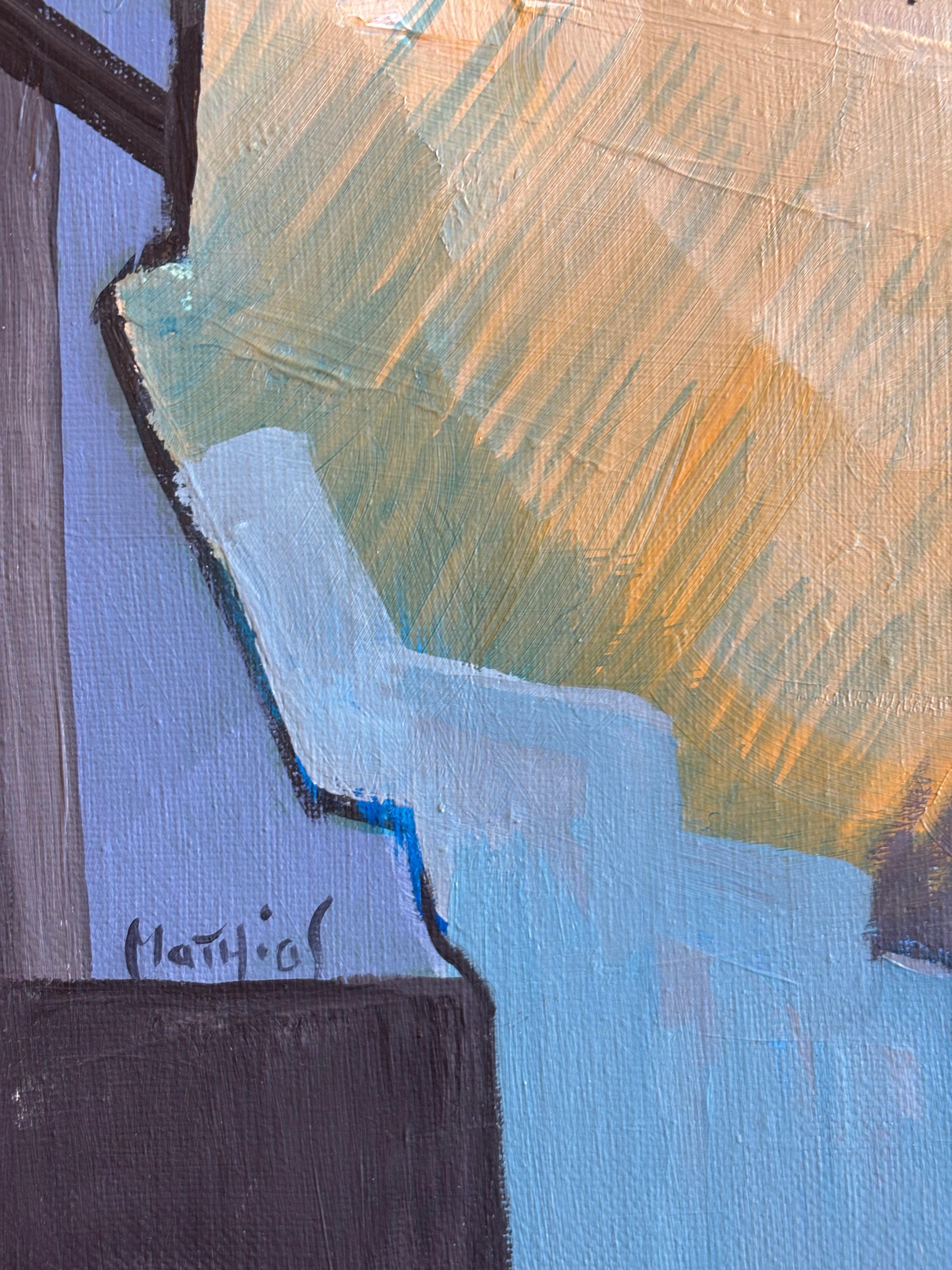 Promenade à Eze von Grégoire Mathias - Diachrone kubistische Komposition am Meer im Angebot 8