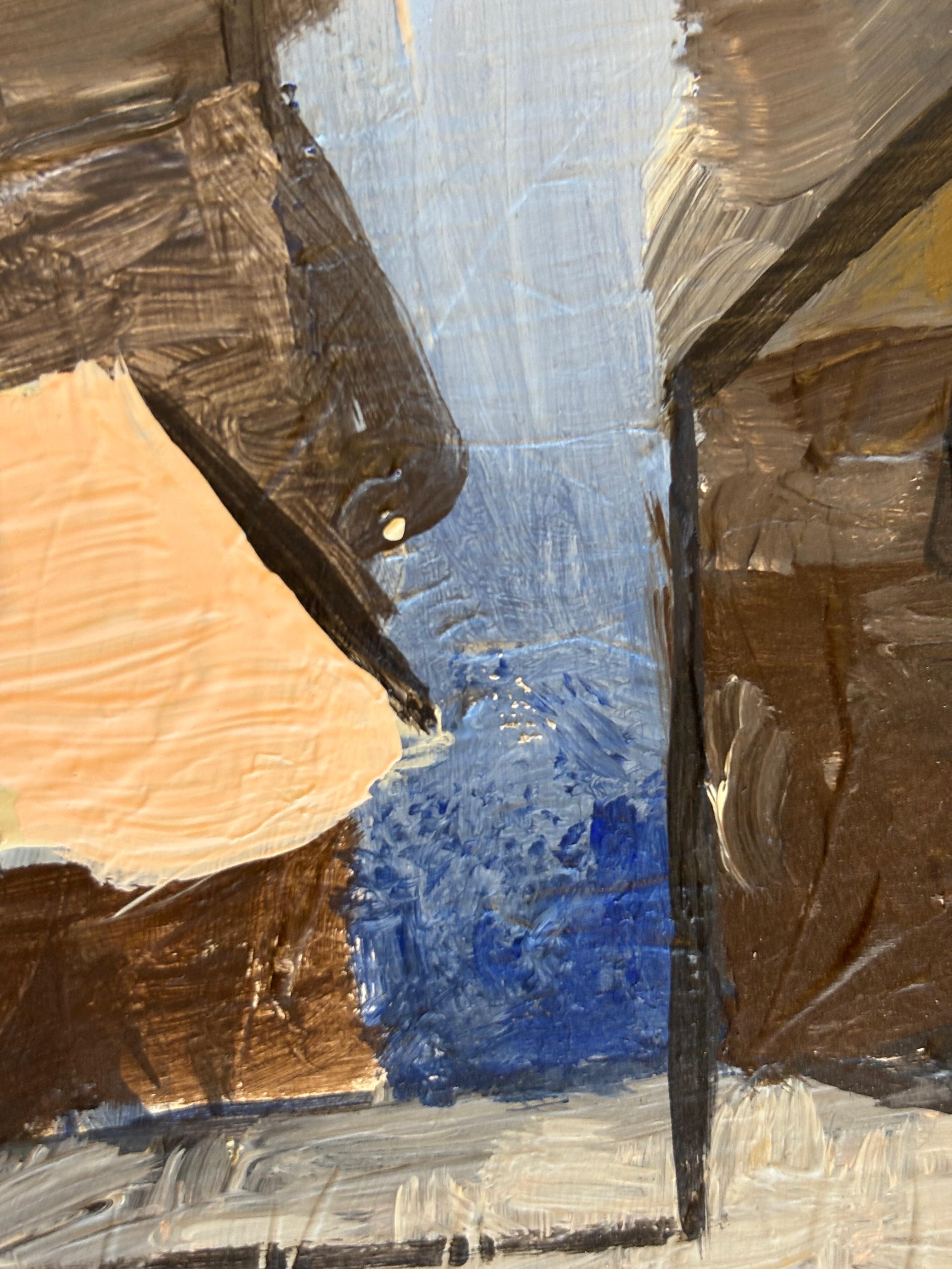 Promenade by Grégoire Mathias – Geometric Cubist Composition in Earth Tones For Sale 10