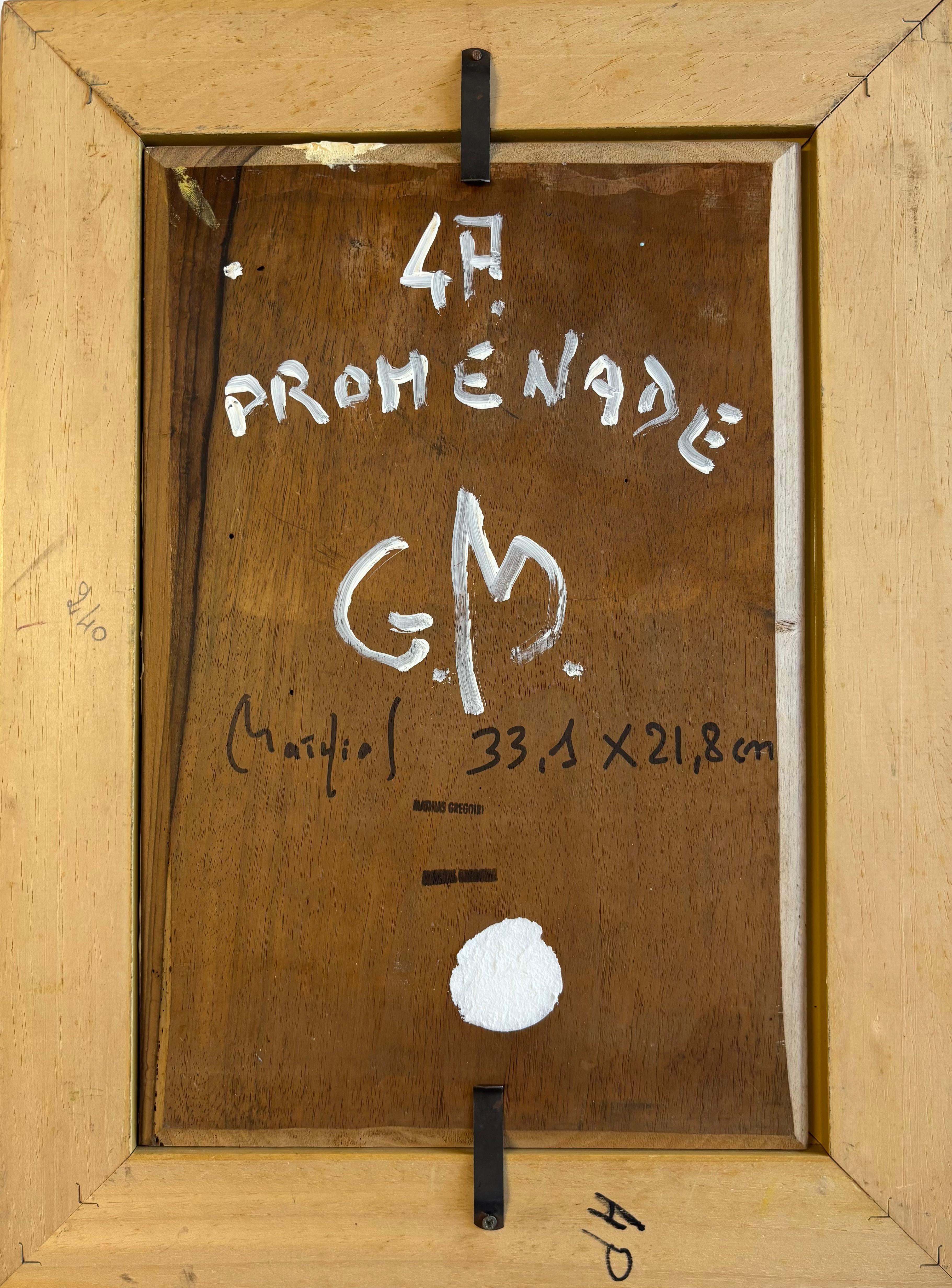 Promenade by Grégoire Mathias – Geometric Cubist Composition in Earth Tones For Sale 11