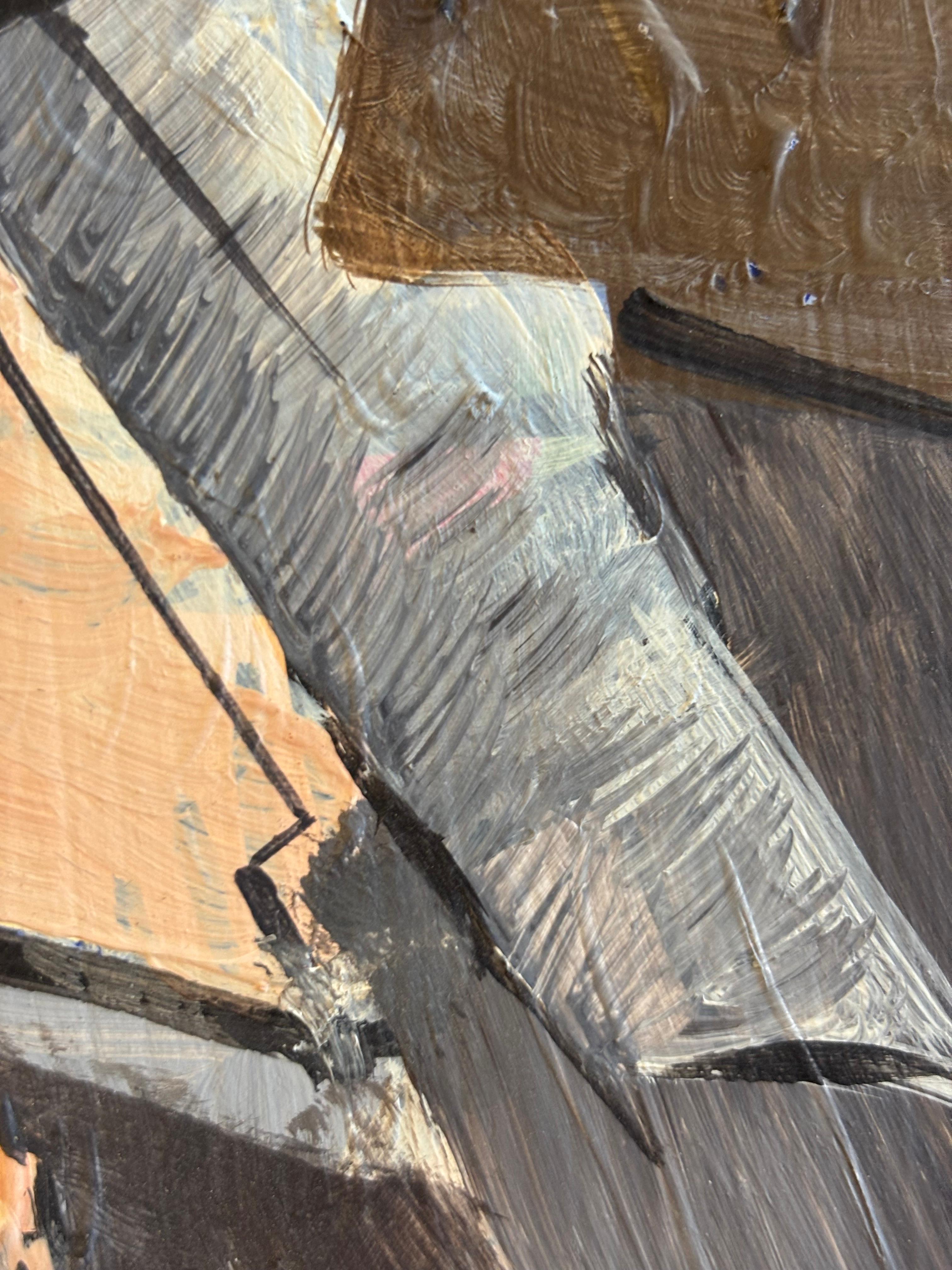 Promenade by Grégoire Mathias – Geometric Cubist Composition in Earth Tones For Sale 12