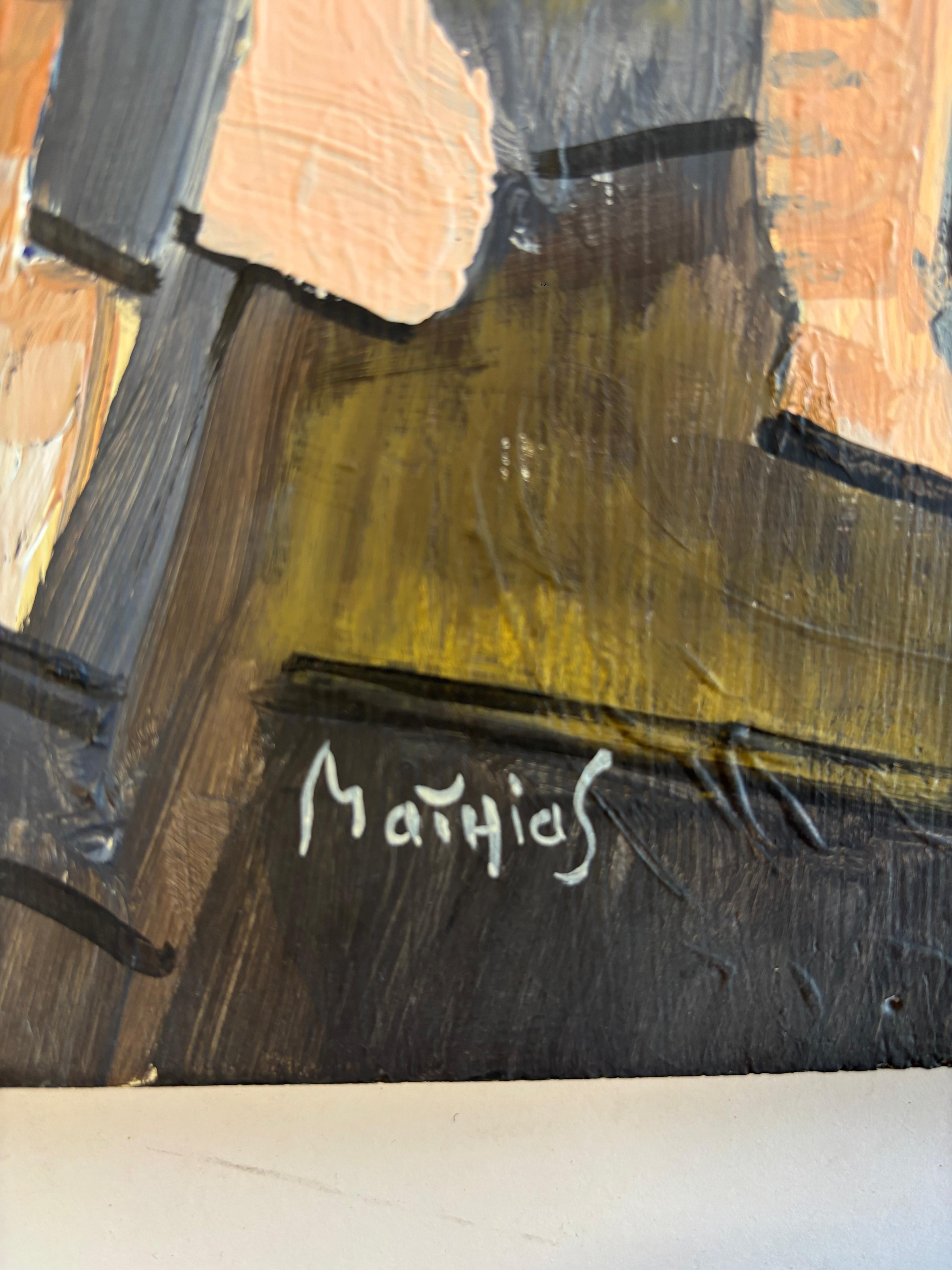 Promenade by Grégoire Mathias – Geometric Cubist Composition in Earth Tones For Sale 2