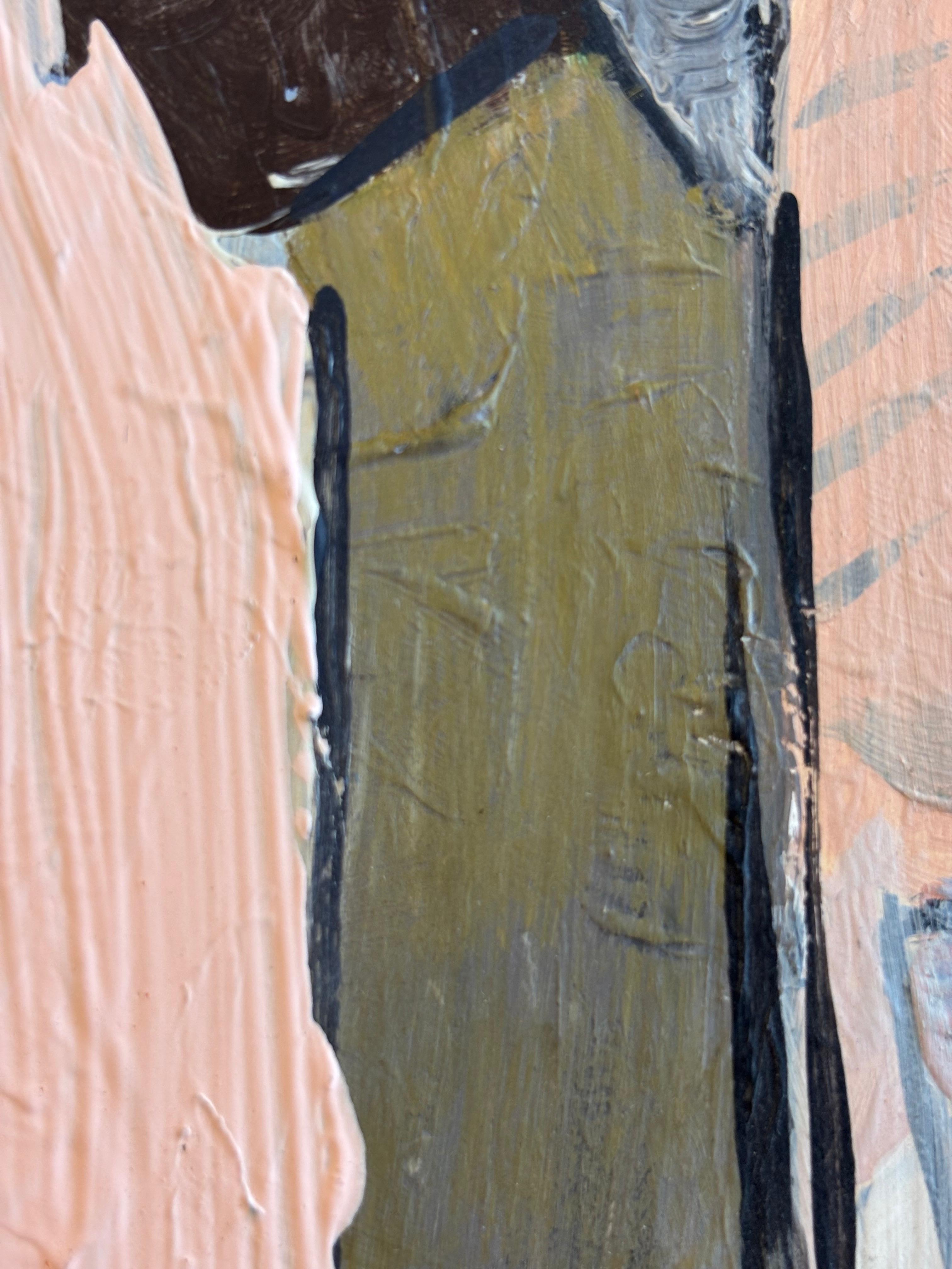 Promenade by Grégoire Mathias – Geometric Cubist Composition in Earth Tones For Sale 4