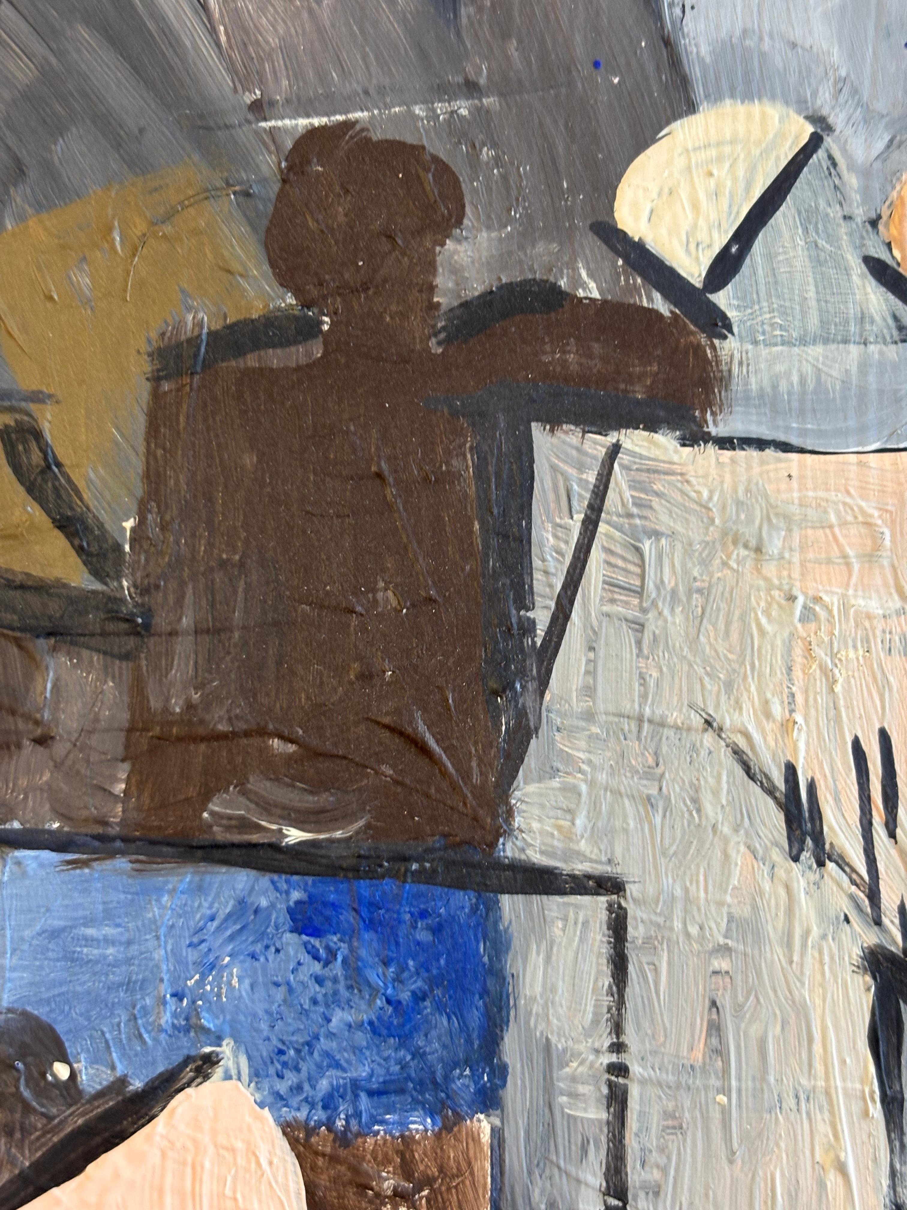 Promenade by Grégoire Mathias – Geometric Cubist Composition in Earth Tones For Sale 6