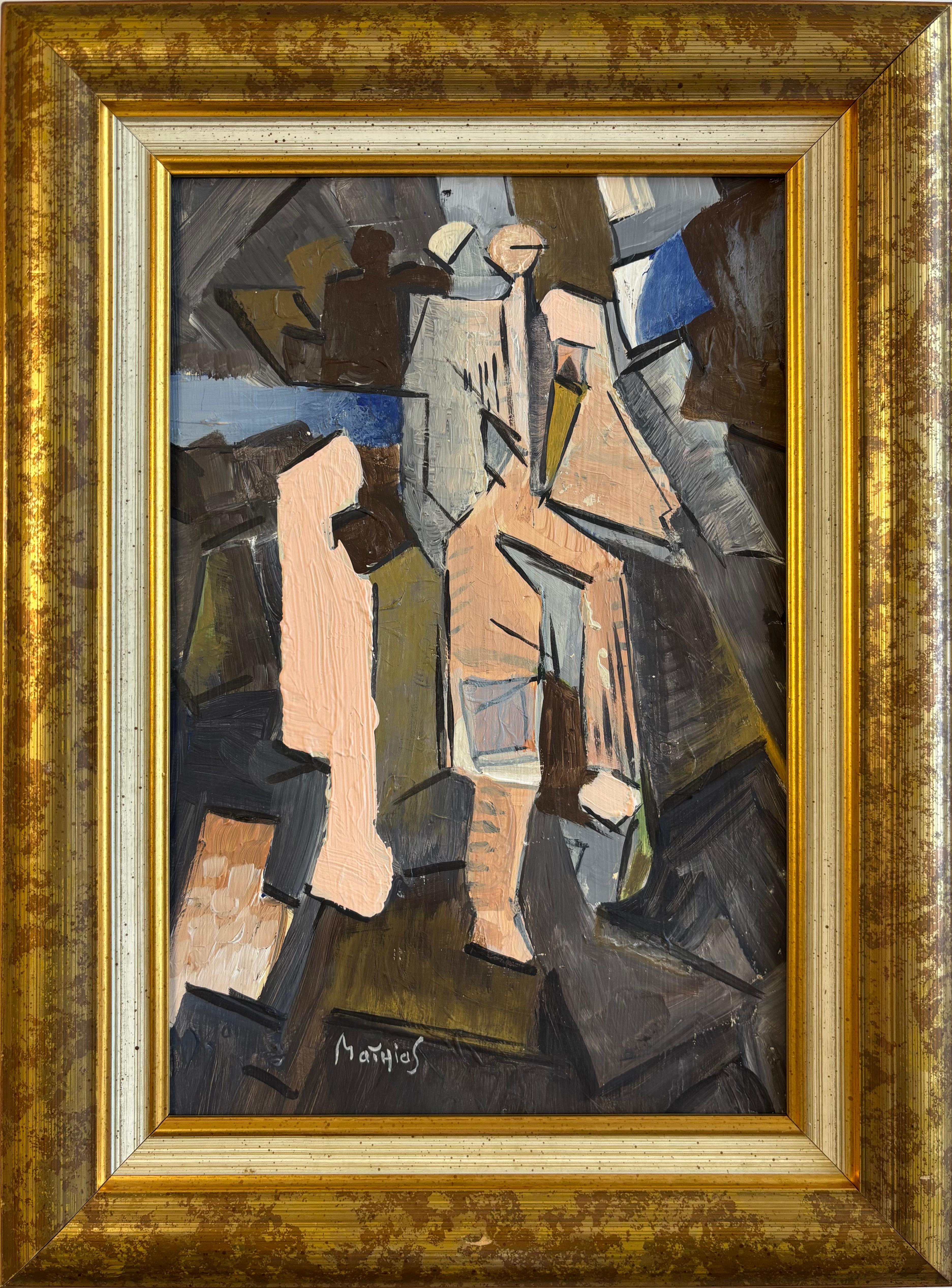 Promenade de Grégoire Mathias - Composición geométrica cubista en tonos tierra