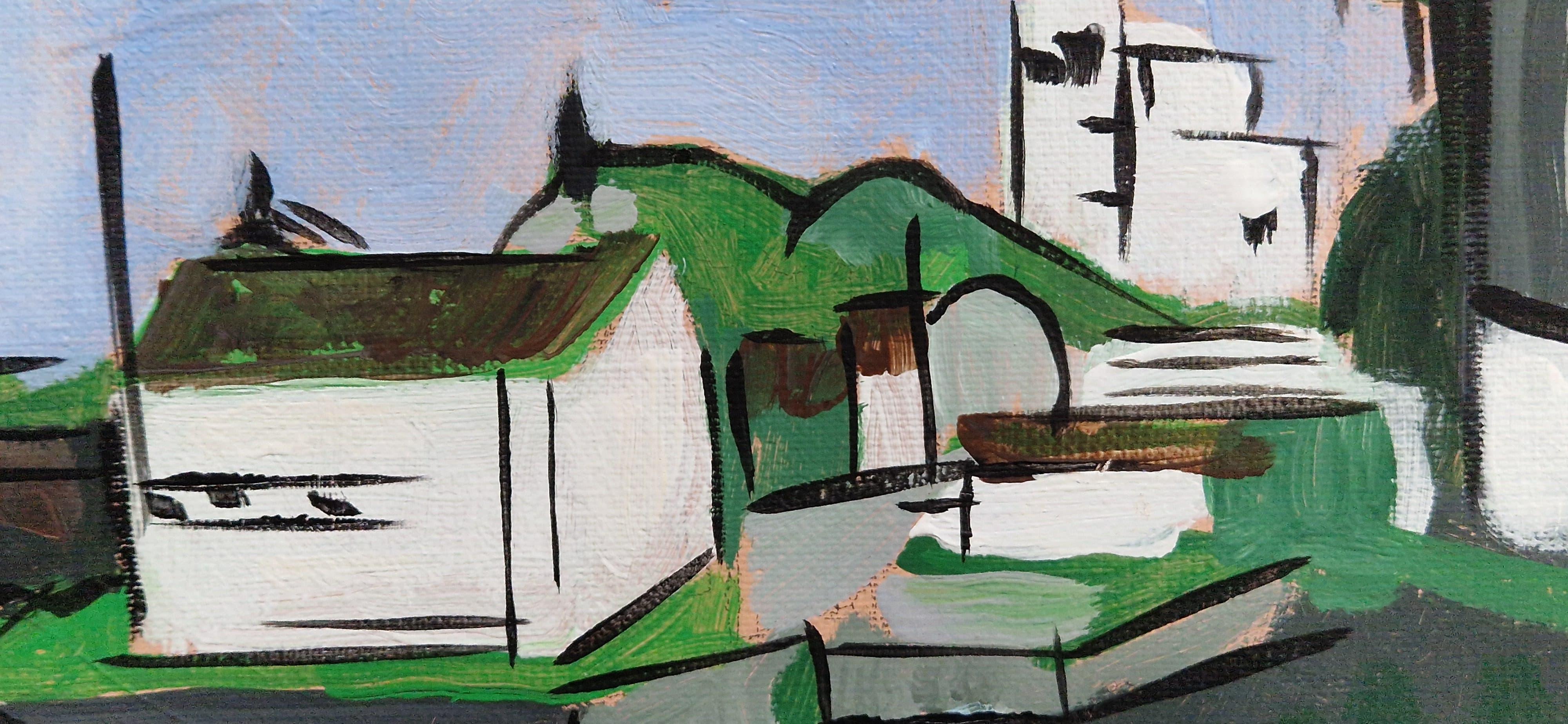 Sandycove I von Greg Mathias - Irisches Küstendorf im modernen Kubismus im Angebot 6