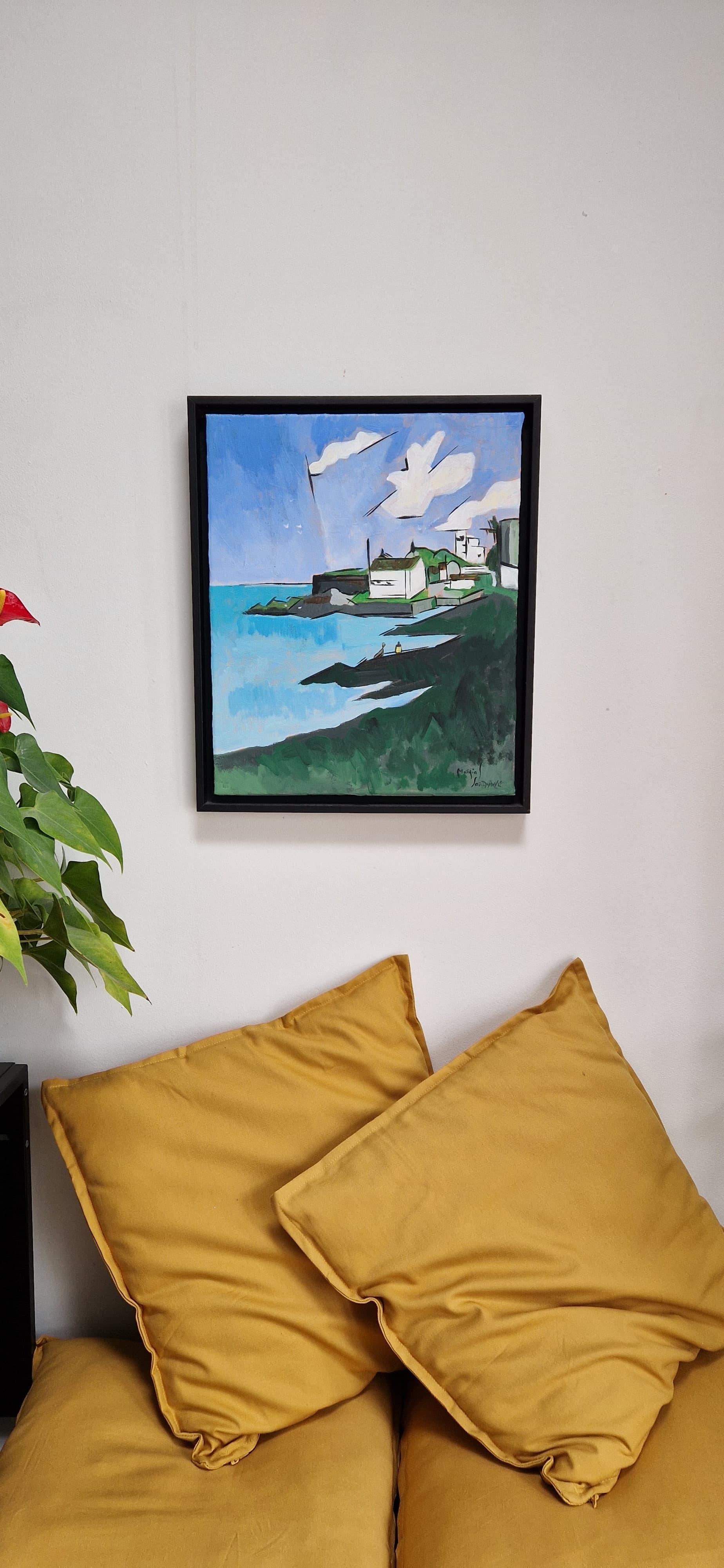 Sandycove I von Greg Mathias - Irisches Küstendorf im modernen Kubismus im Angebot 11