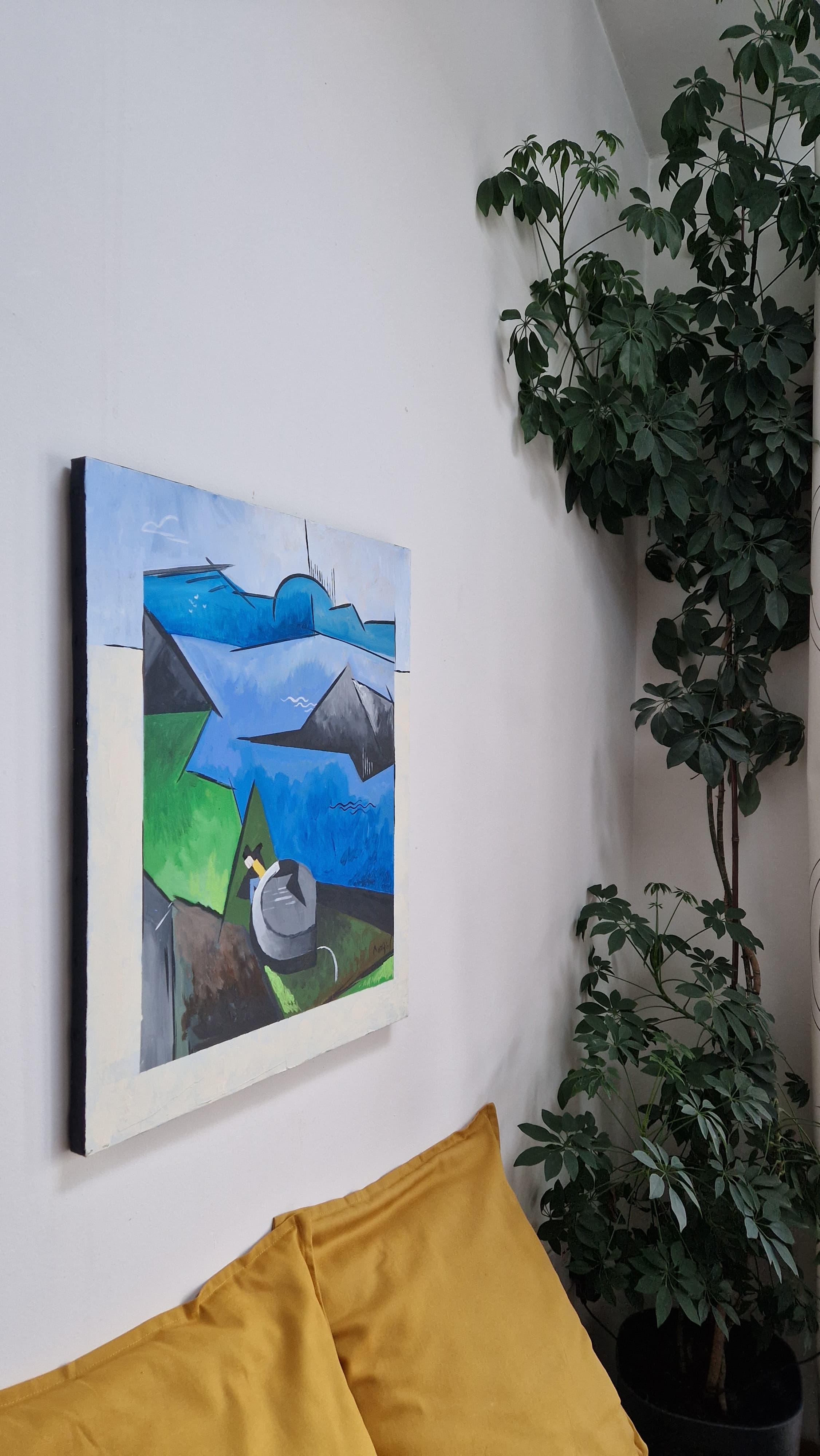 Skellig Michael di Grégoire Mathias - Paesaggio costiero irlandese nel cubismo moderno in vendita 2