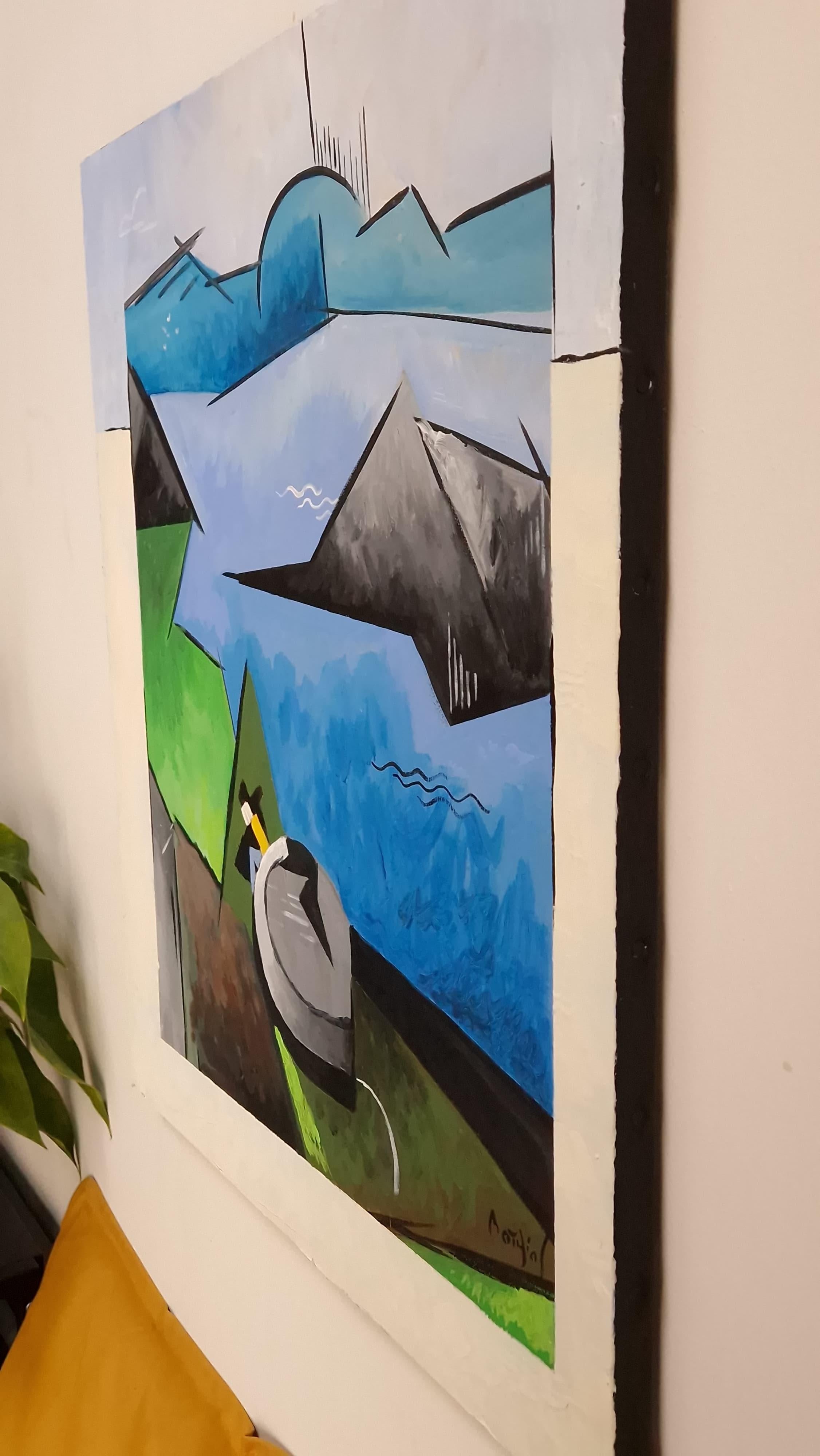 Skellig Michael di Grégoire Mathias - Paesaggio costiero irlandese nel cubismo moderno in vendita 4