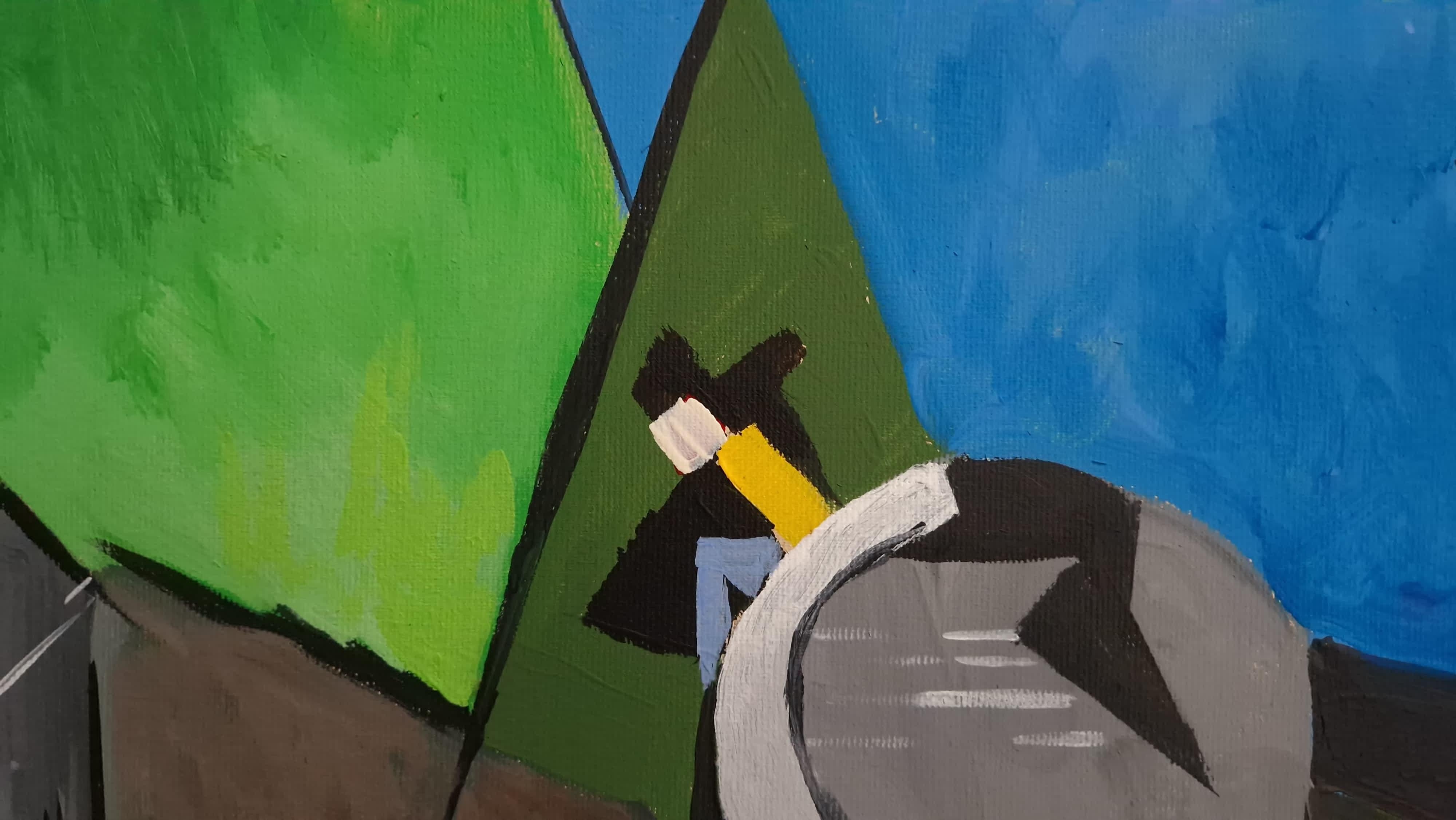 Skellig Michael di Grégoire Mathias - Paesaggio costiero irlandese nel cubismo moderno in vendita 8