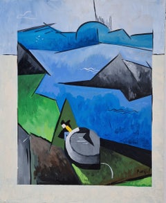 Skellig Michael von Grégoire Mathias - Irische Küstenlandschaft im modernen Kubismus