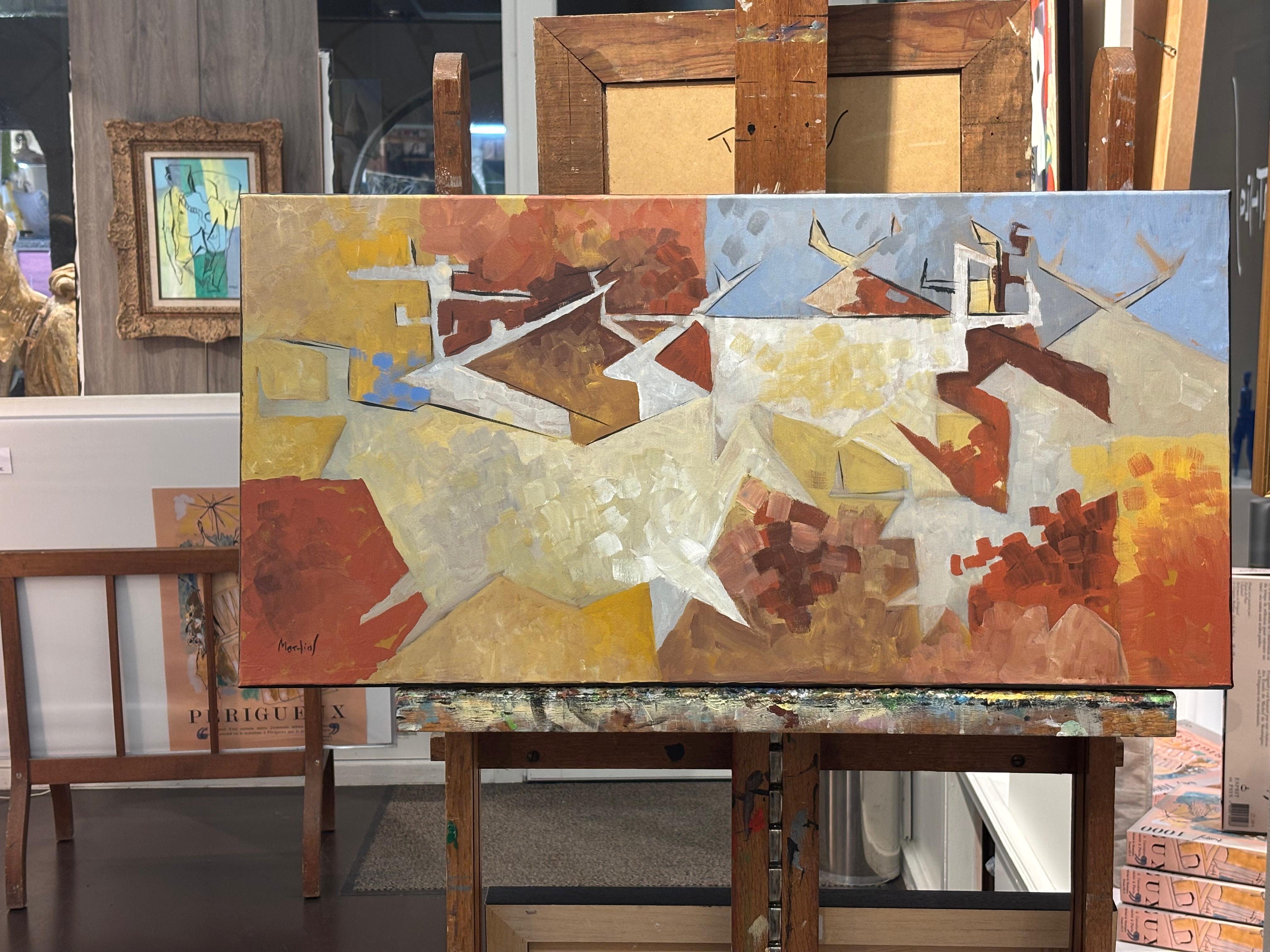 Taureaux et Cervidés – Wildlife Abstraction in Diachronic Cubism, by G. Mathias - Painting by Grégoire Mathias