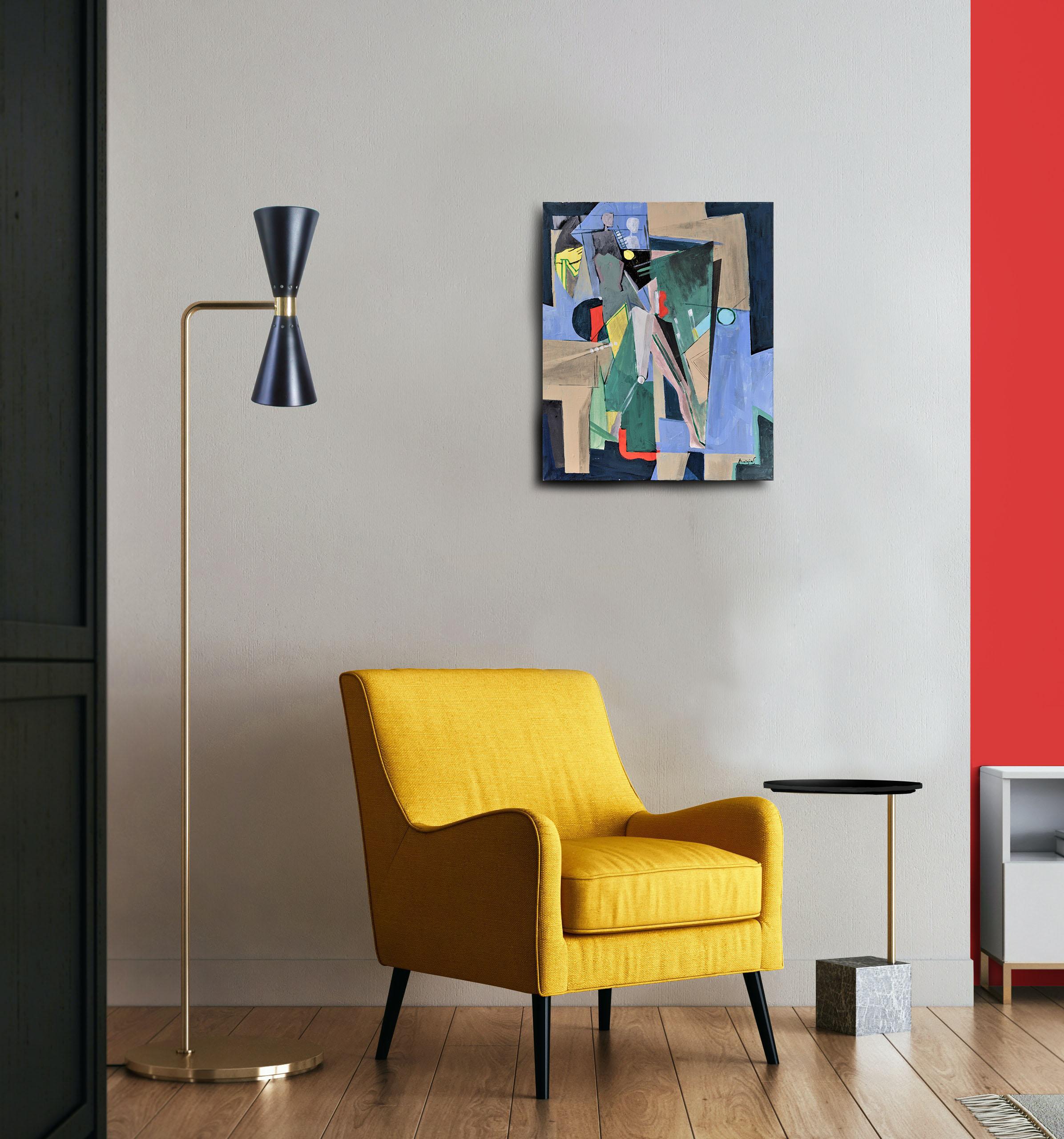 Visite de l'Atelier de Grégoire Mathias - Escena de Estudio Cubista Moderno en venta 4
