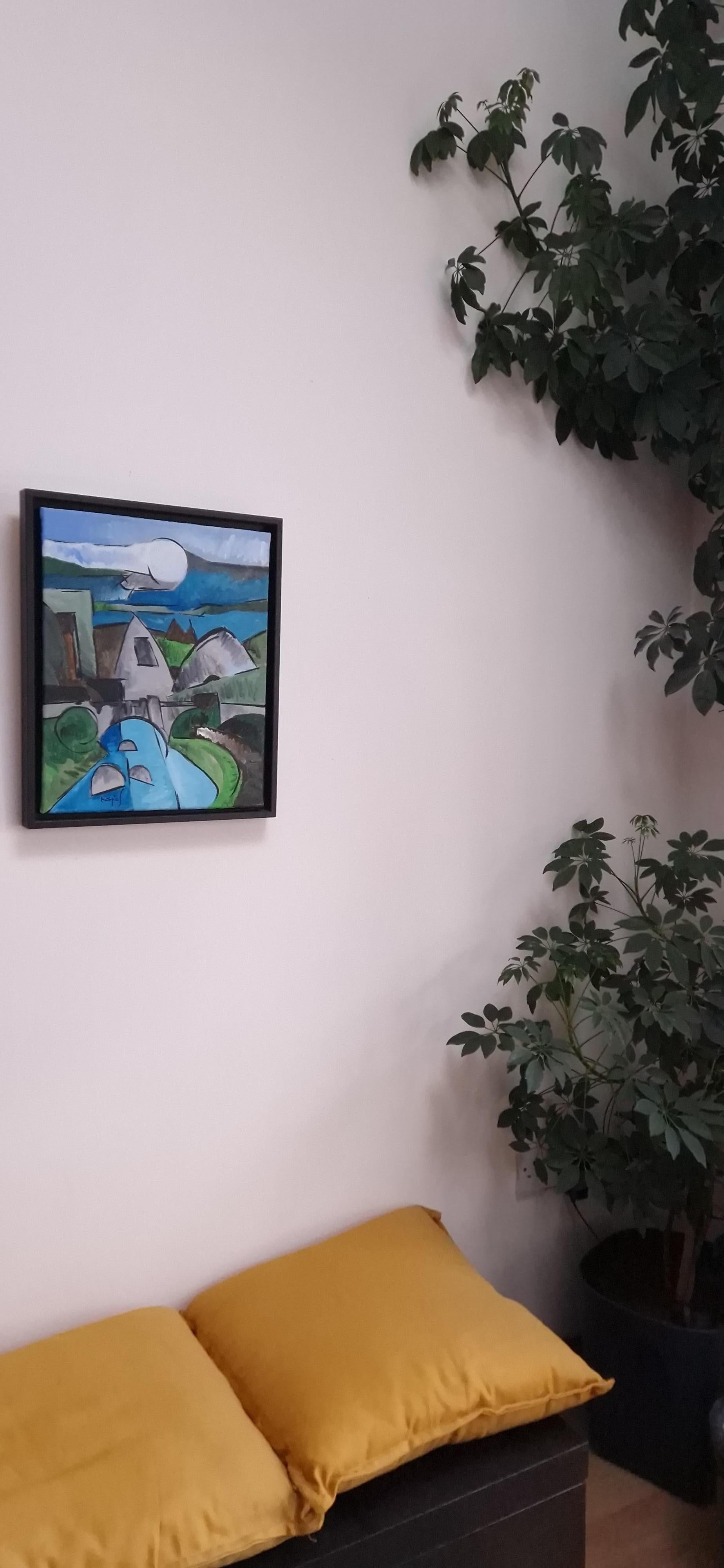 Wishing Bridge I di Grégoire Mathias - Acrilico su tela, paesaggio cubista irlandese in vendita 8