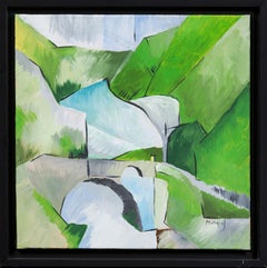 Wishing Bridge II by Grégoire Mathias – Irish Cubist Landscape, Square Format