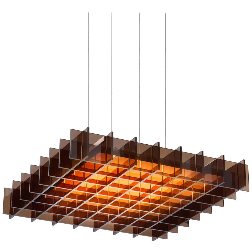 Grid 1:1 LED Pendant Light with Bronze Slats by Pablo Designs at ...