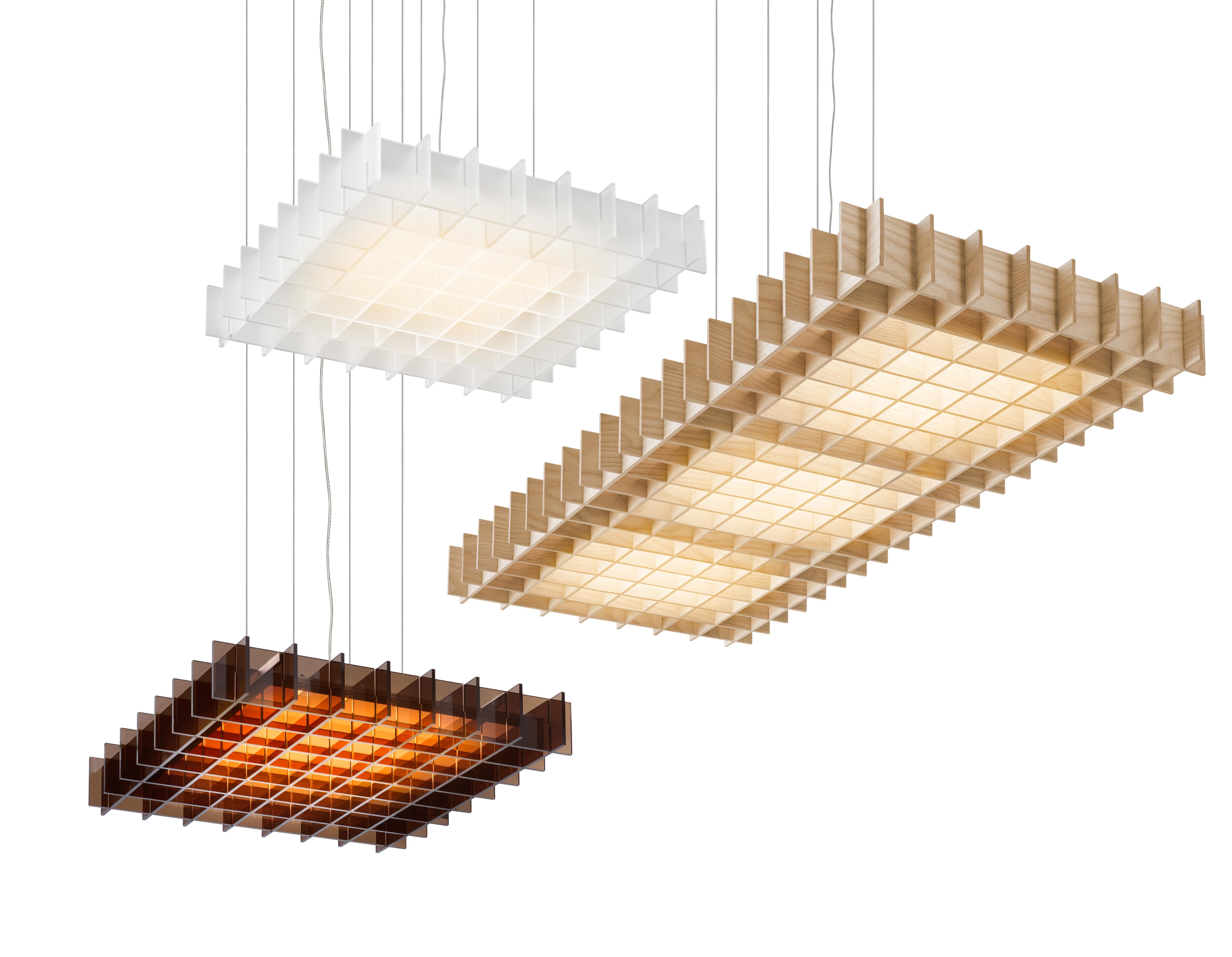 Modern Grid 1:1 Led Pendant Light with Frosted Slats by Pablo Designs For Sale