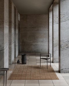 Grid Kastanie/Schwarz, Wollteppich mit geschnittenem Flor