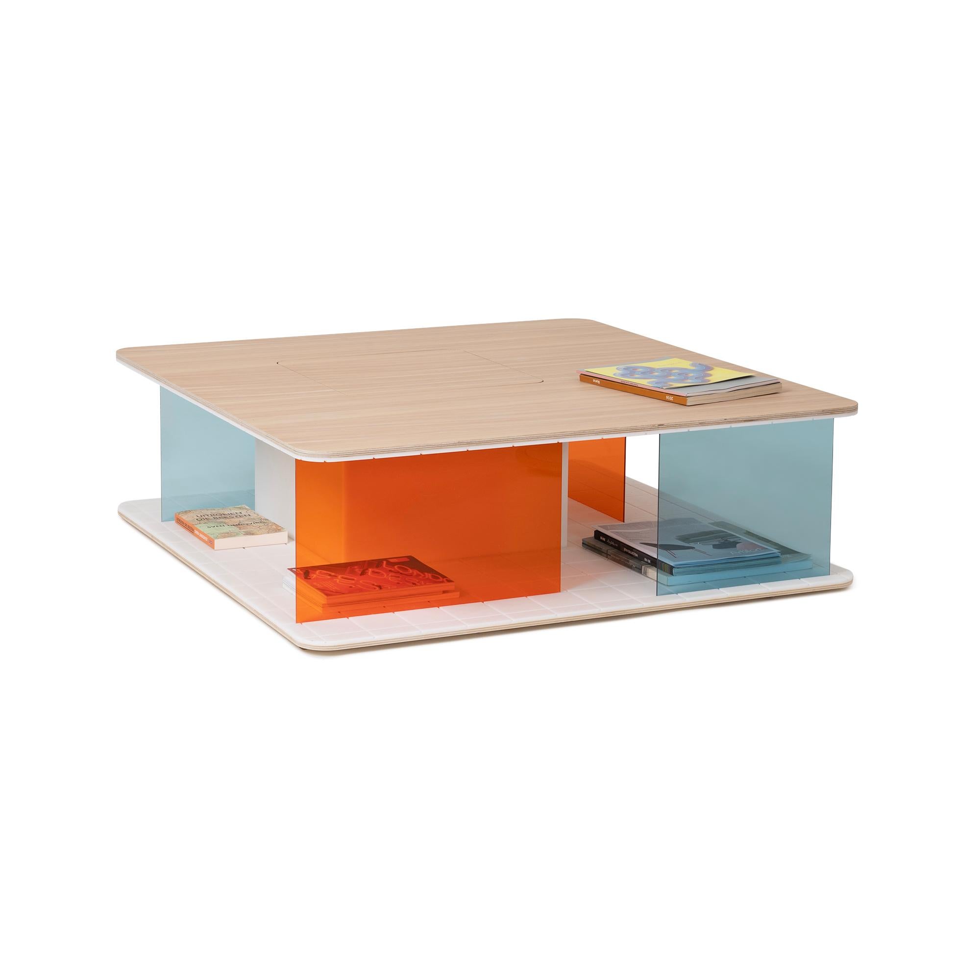 Oiled Grid coffee table 02 For Sale