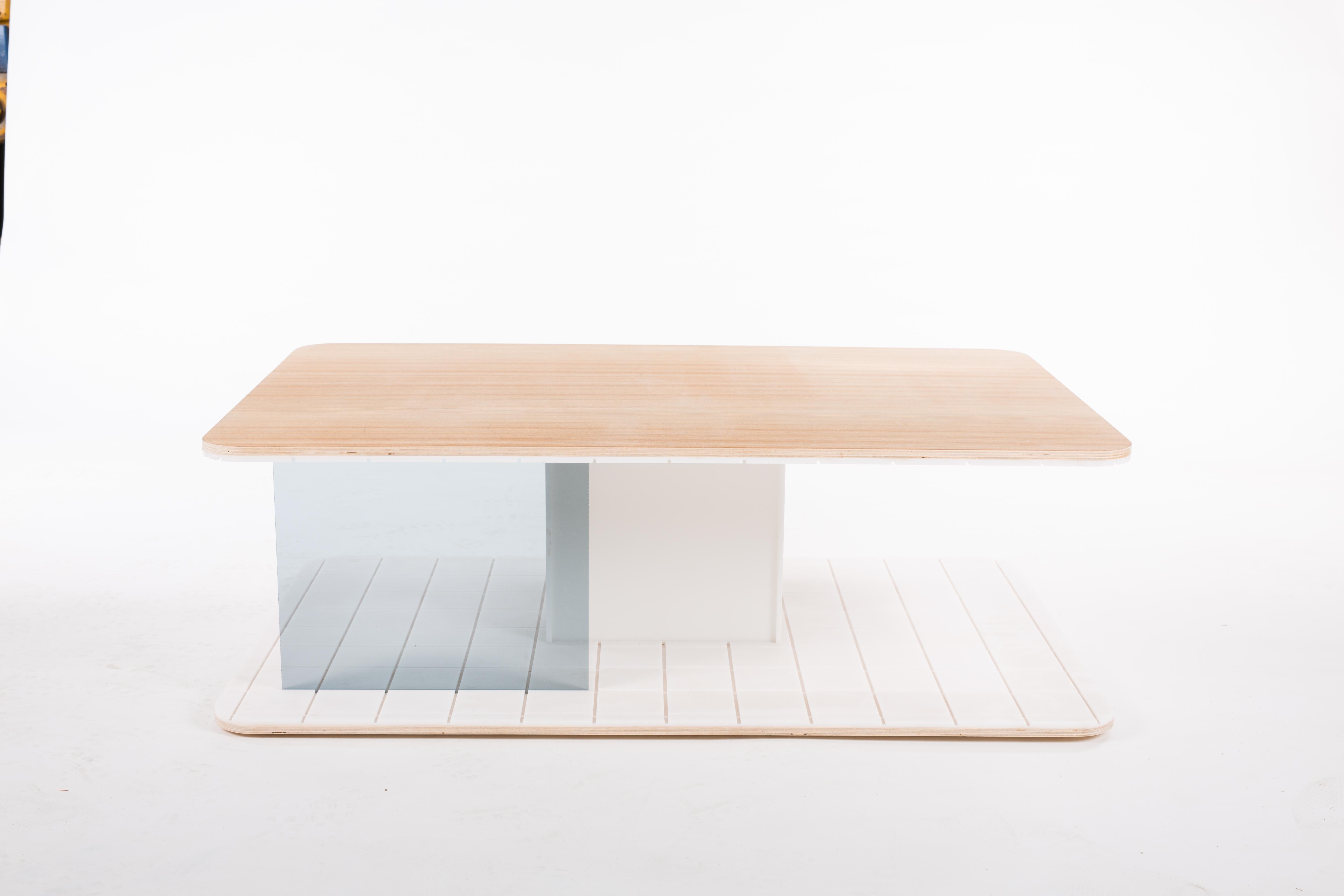 Scandinavian Modern Grid Coffee Table For Sale