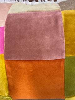 Grid Color Pillow one side Cashmere / one Side Velvet with Boxing Alpaca Fur