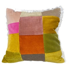 Grid Color Pillow one side Cashmere / one Side Velvet with Boxing Alpaca Fur