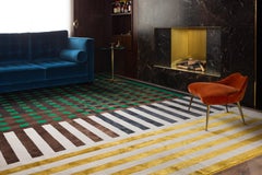 Grid Construct Hand-Knotted 10x8 Rug in Wool and Silk by Christopher Kane