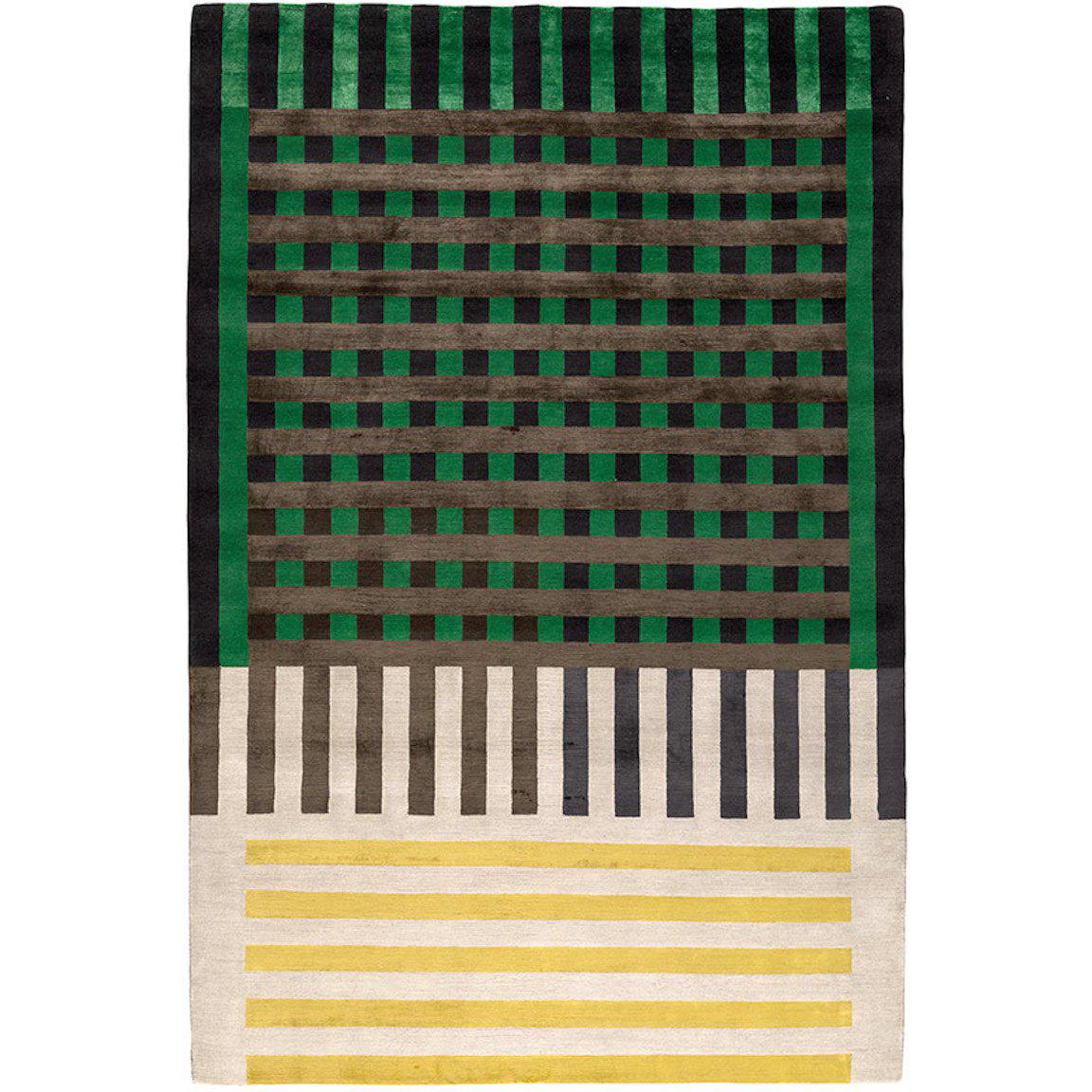 Grid Construct Hand-Knotted 10x8 Rug in Wool and Silk by Christopher Kane