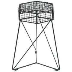 "Grid" Contemporary Stool in Grid and Steel, Brazilian Design