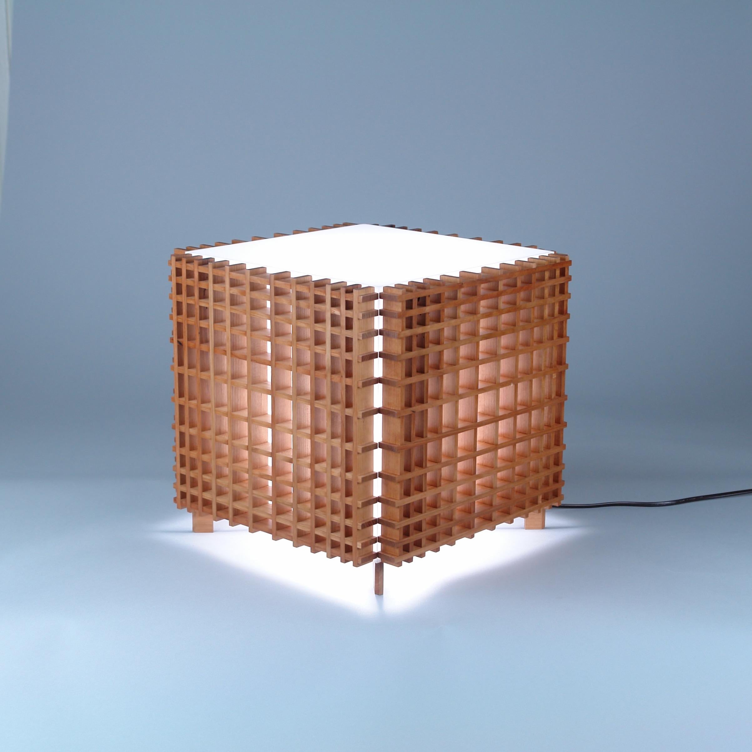 Modern Grid Cube Lamp-Large For Sale