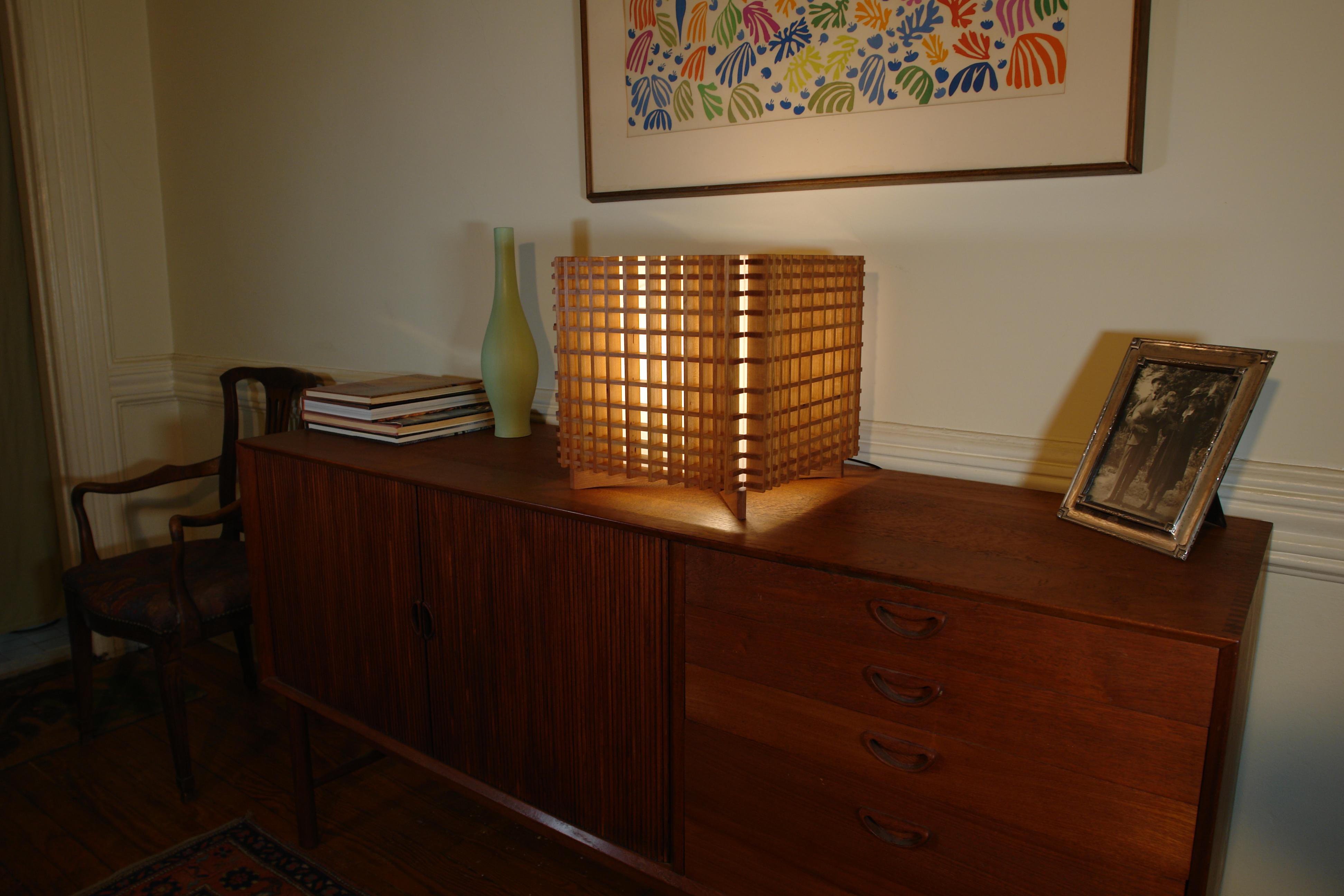 American Grid Cube Lamp-Large For Sale