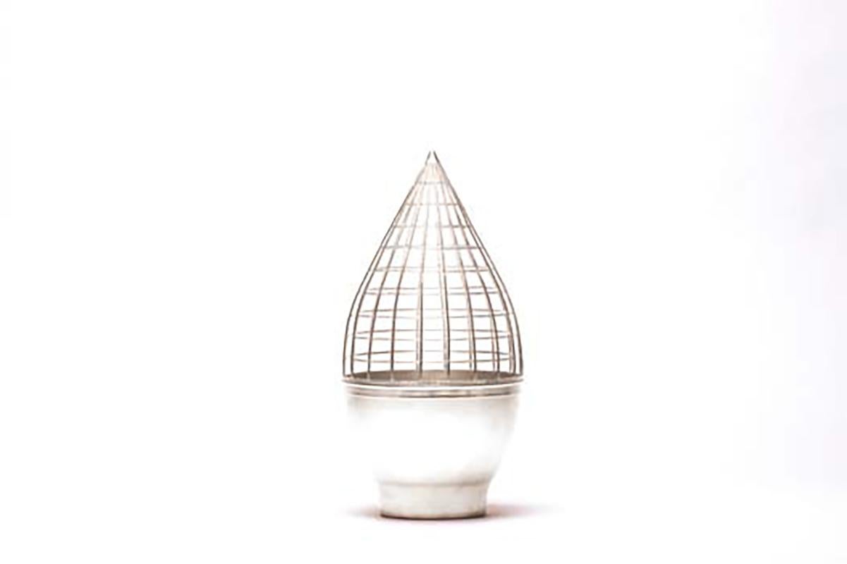Modern 21st Century Contemporary Handmade Silver Vessel/Centerpiece/Vase 