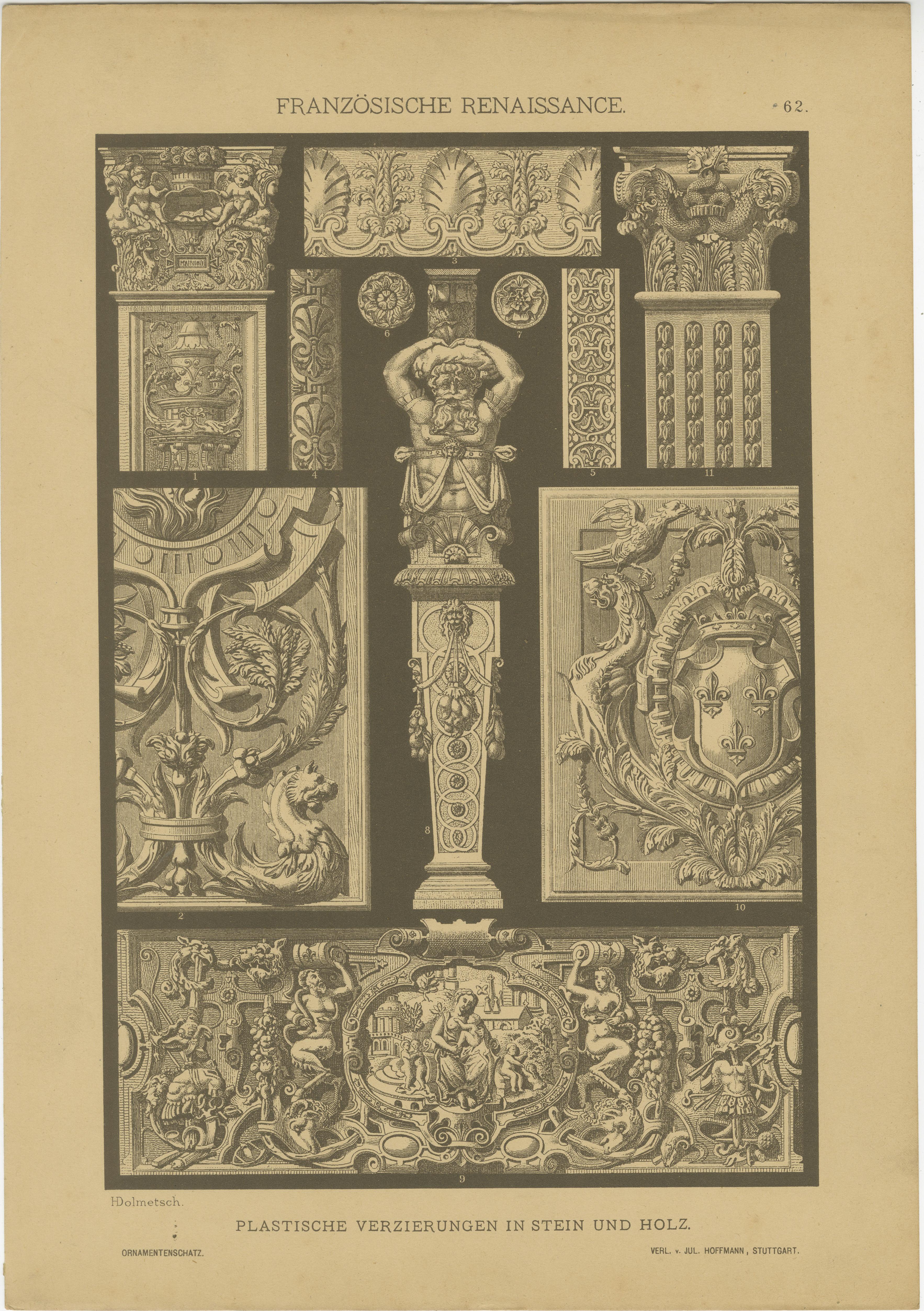 Raster der künstlerischen Designs der French Renaissance, veröffentlicht 1887 im Angebot 2
