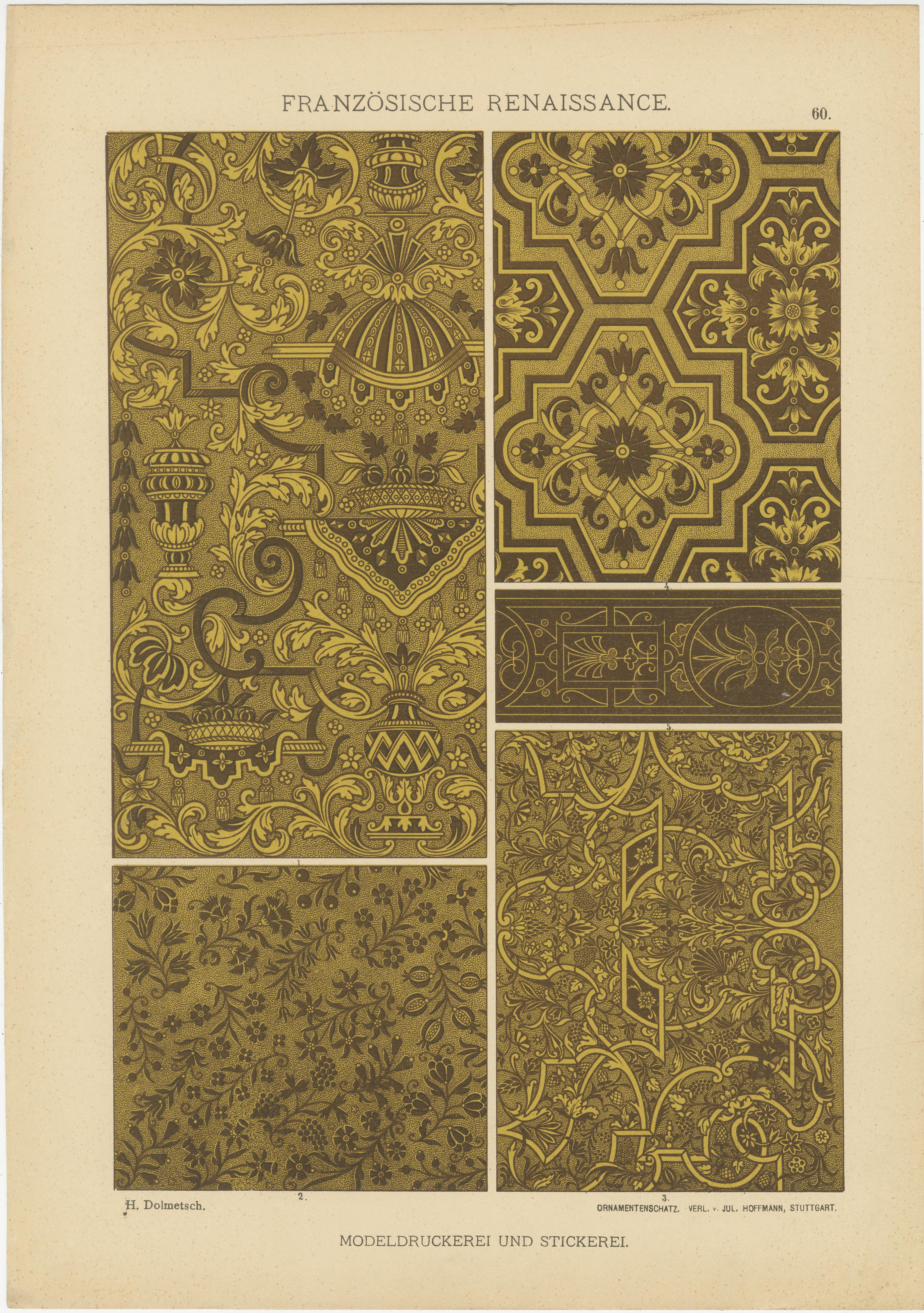 Raster der künstlerischen Designs der French Renaissance, veröffentlicht 1887 im Angebot 4