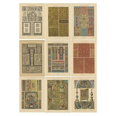 Grid of French Renaissance Artistic Designs, Published in 1887