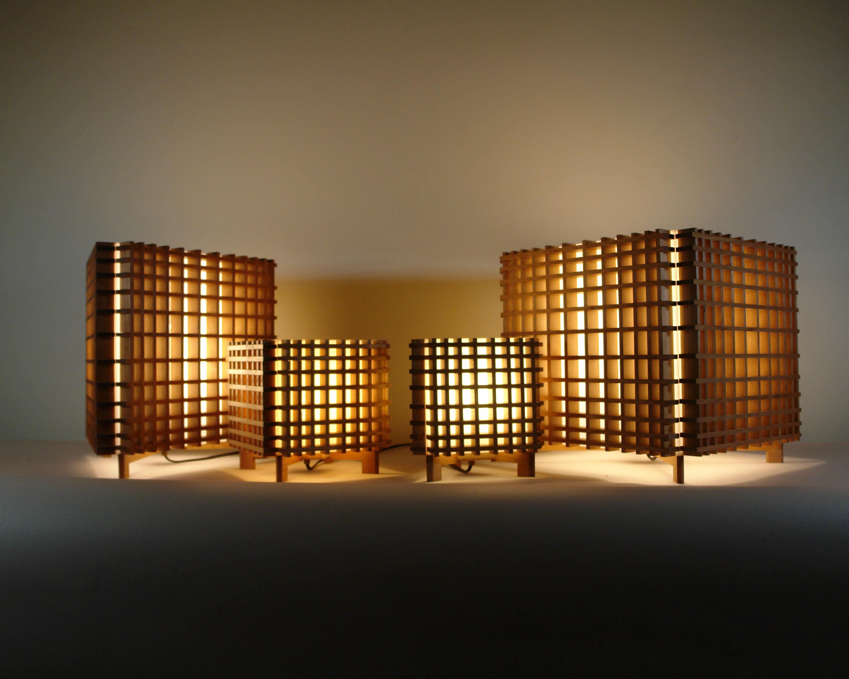 Hand-Crafted Grid Tri Lamp-Large For Sale