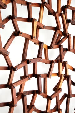 Grid Wall Wooden Lattice Room Divider in Walnut