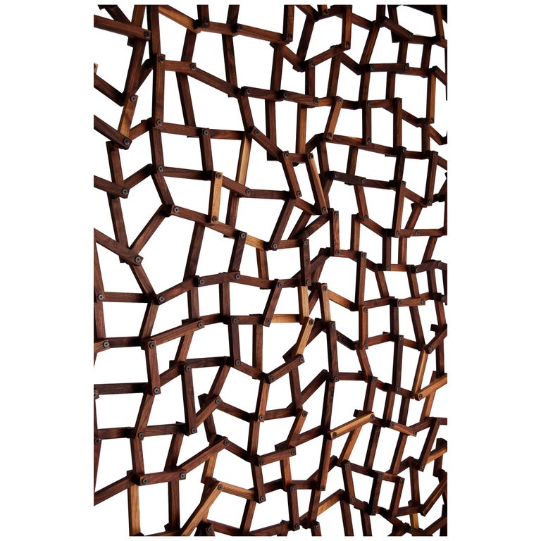 Grid Wall Wooden Lattice Room Divider in Walnut For Sale at 1stDibs